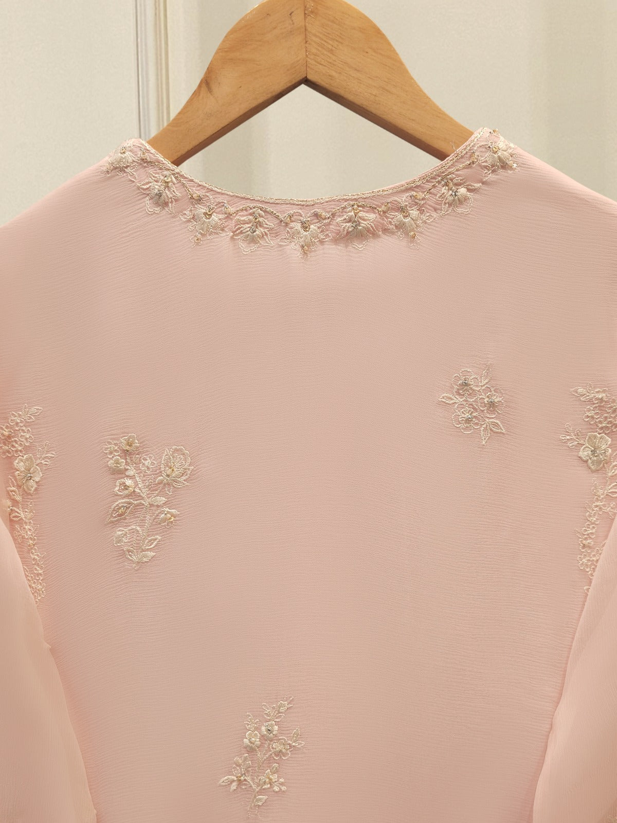 3 Piece - Pure Chiffon Embroidered Suit S112034 - Image 6