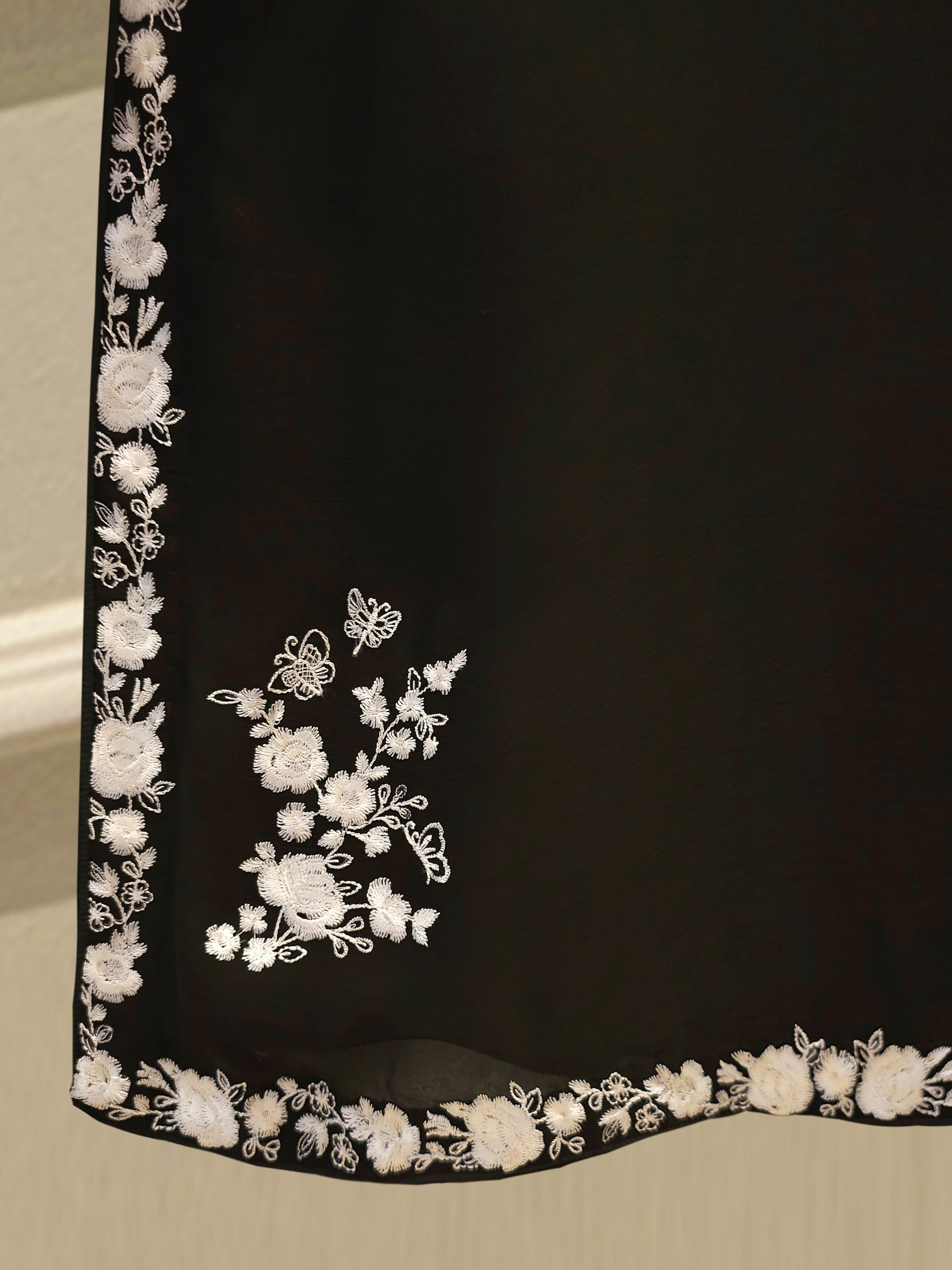 3 Piece - Pure Chiffon Embroidered Suit S112225 - Image 4