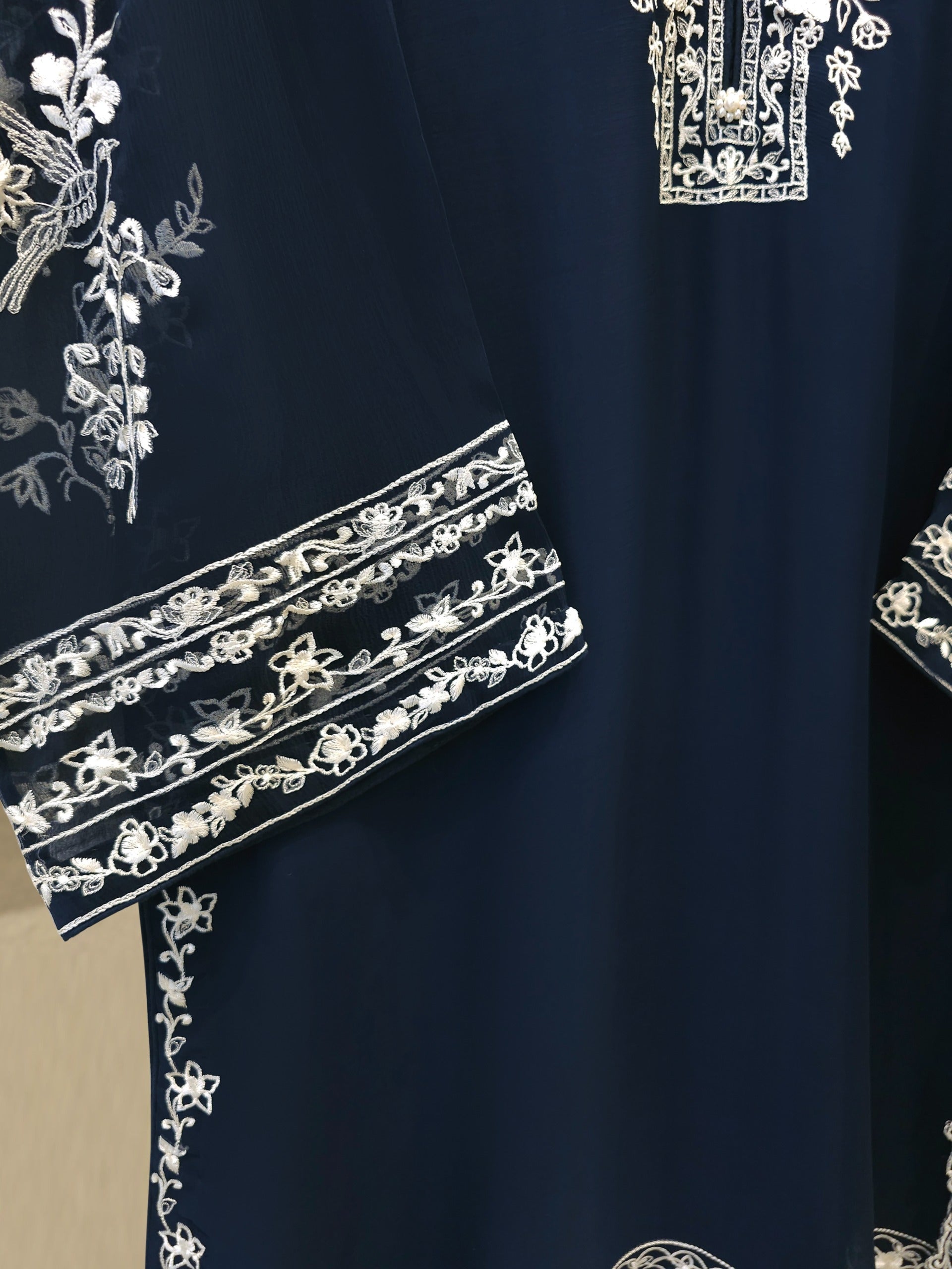 3 Piece - Bamber Chiffon Embroidered Suit S112254 - Image 3