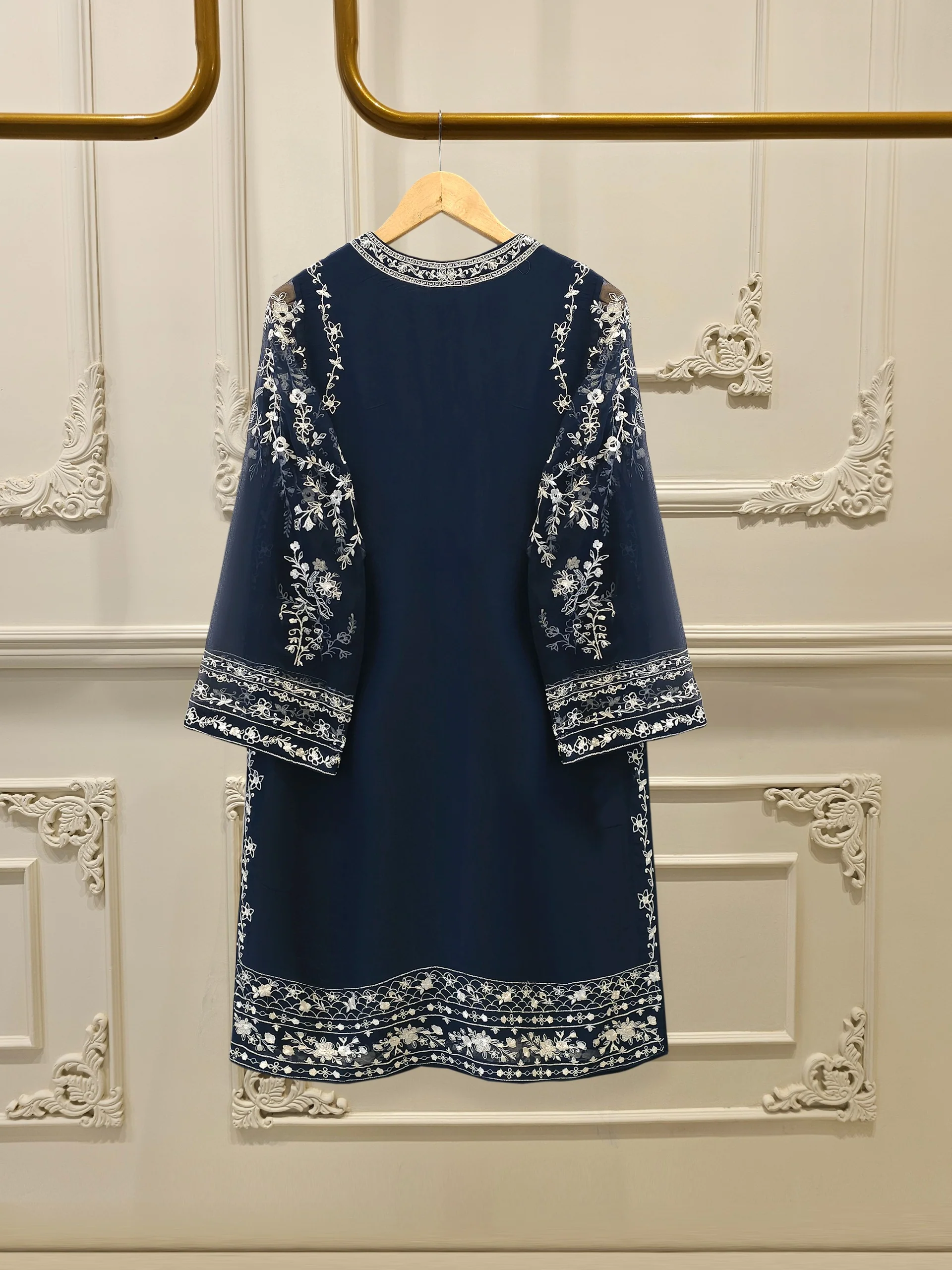 3 Piece - Bamber Chiffon Embroidered Suit S112254 - Image 5