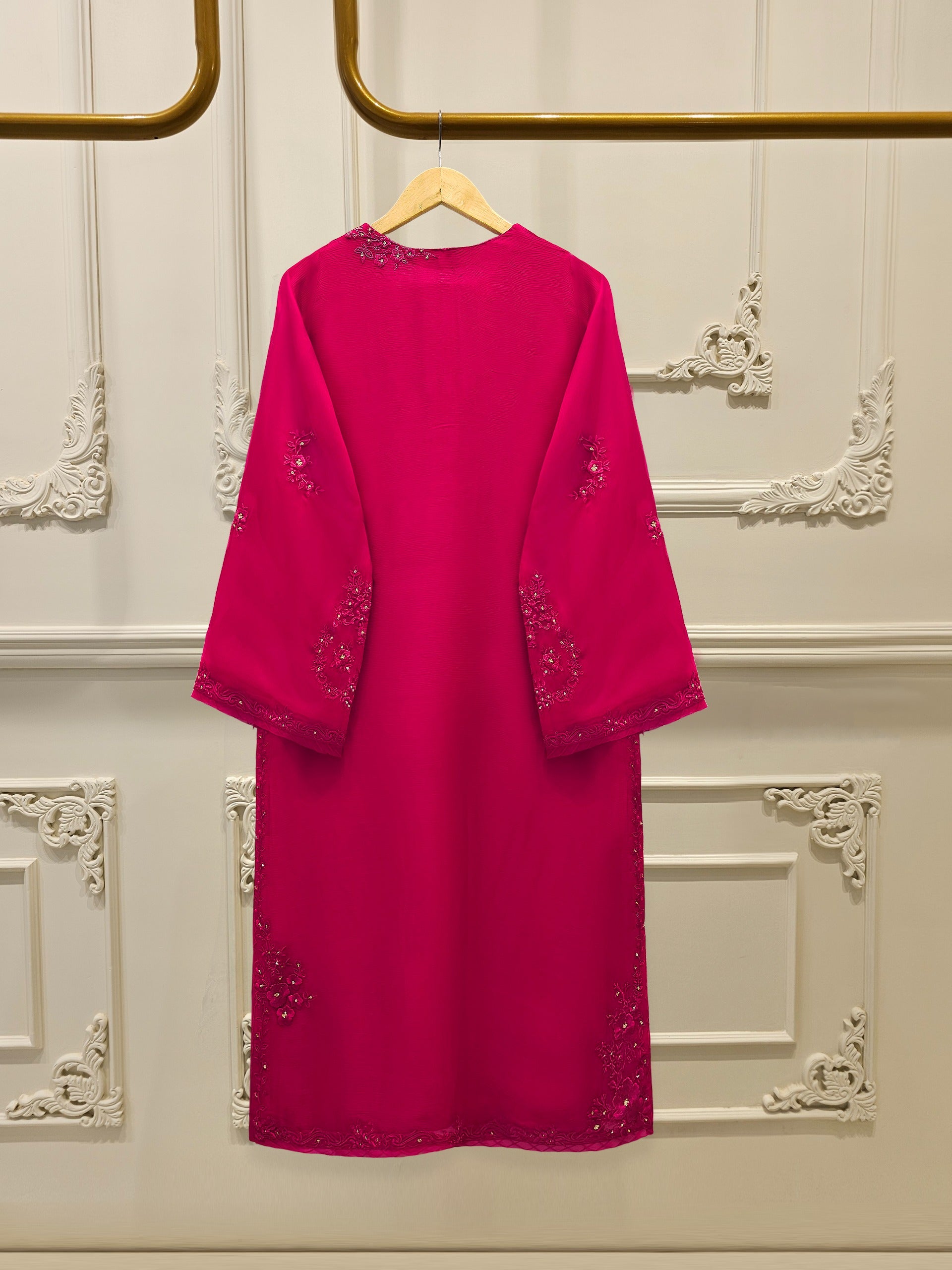 3 Piece - Pure Chiffon Embroidered Suit S112450 - Image 4