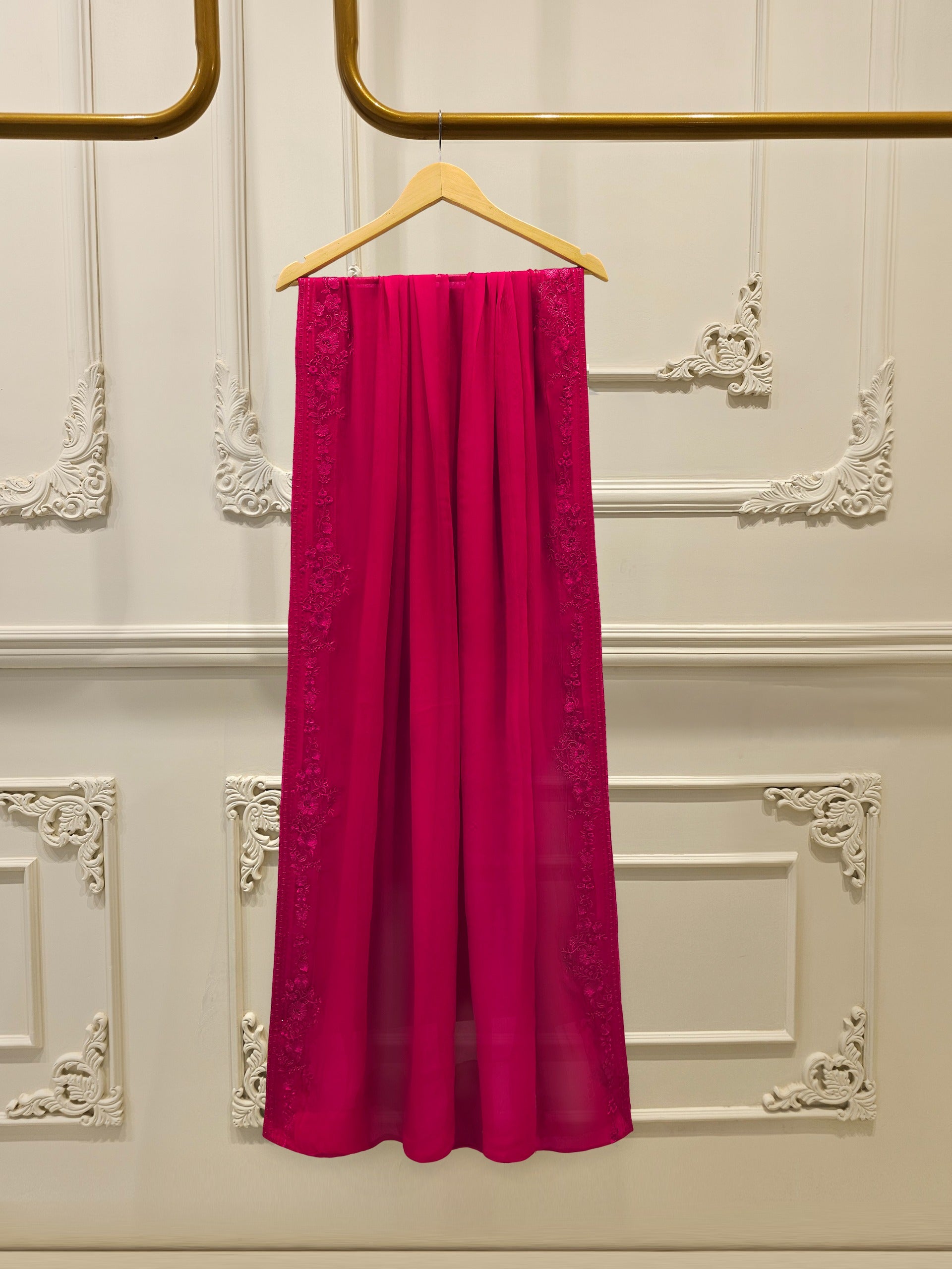 3 Piece - Pure Chiffon Embroidered Suit S112450 - Image 6