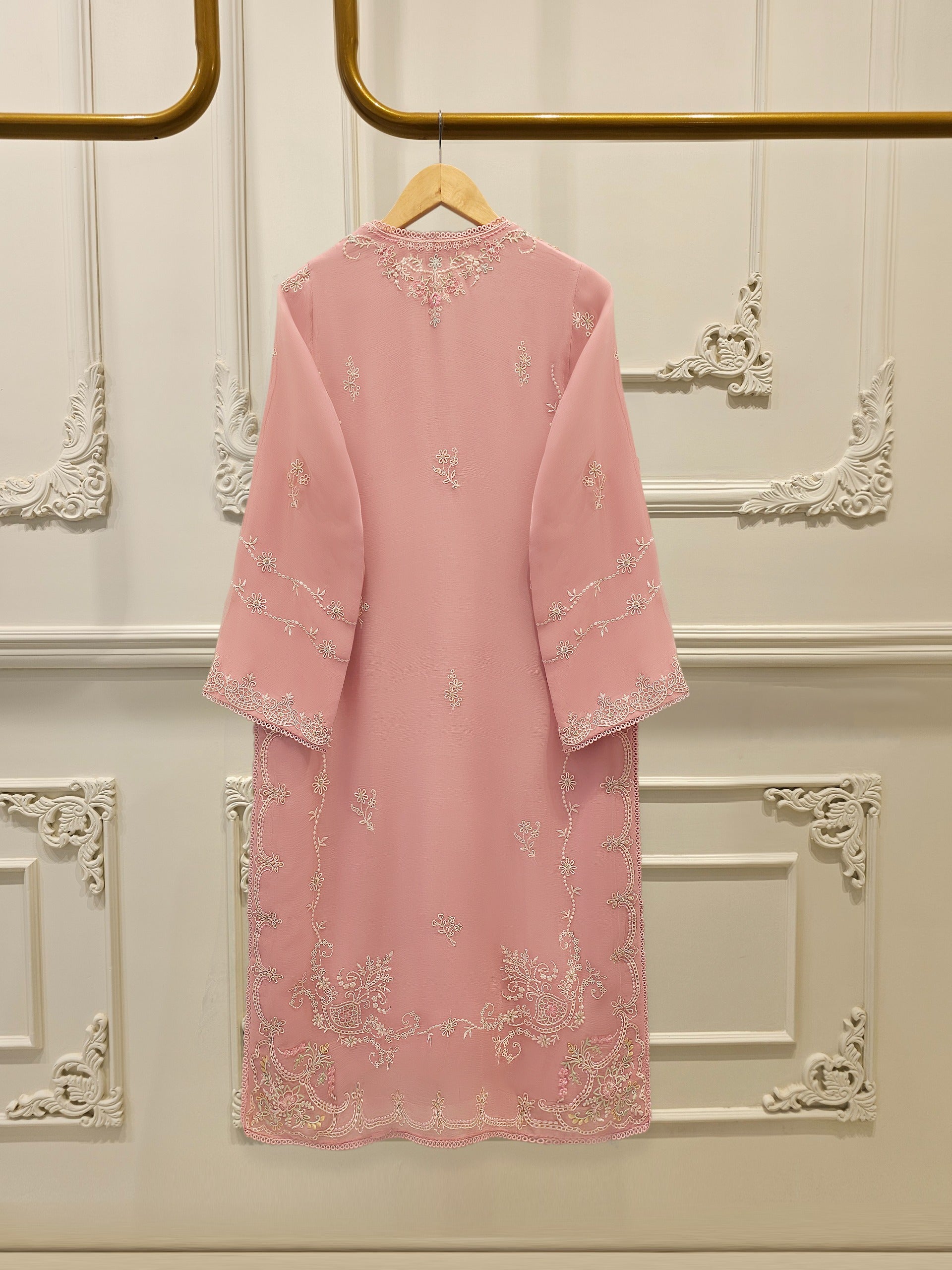 3 Piece - Pure  Chiffon Embroidered Suit S112509 - Image 5