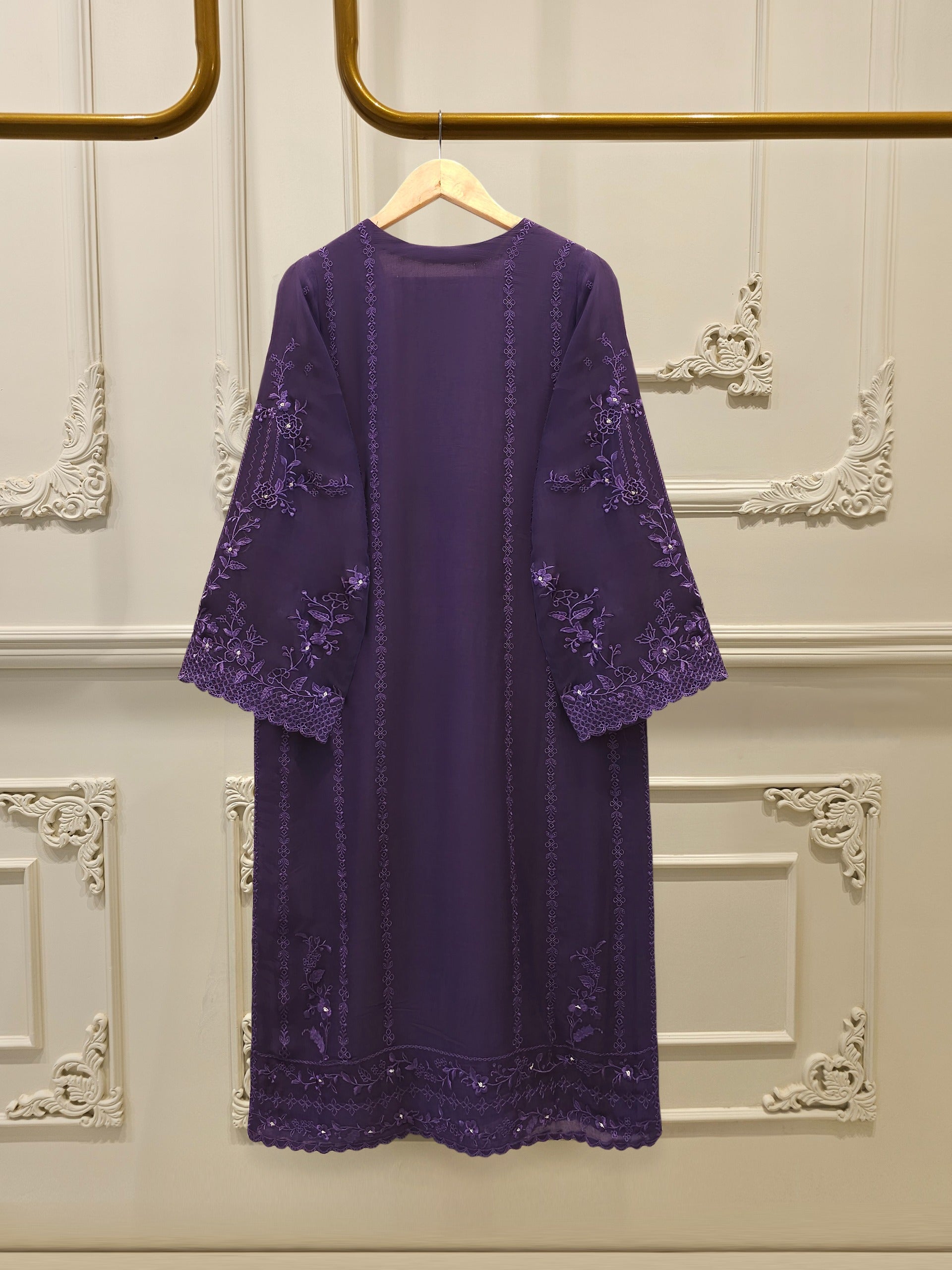 3 Piece - Pure Chiffon Embroidered Suit S112525 - Image 5
