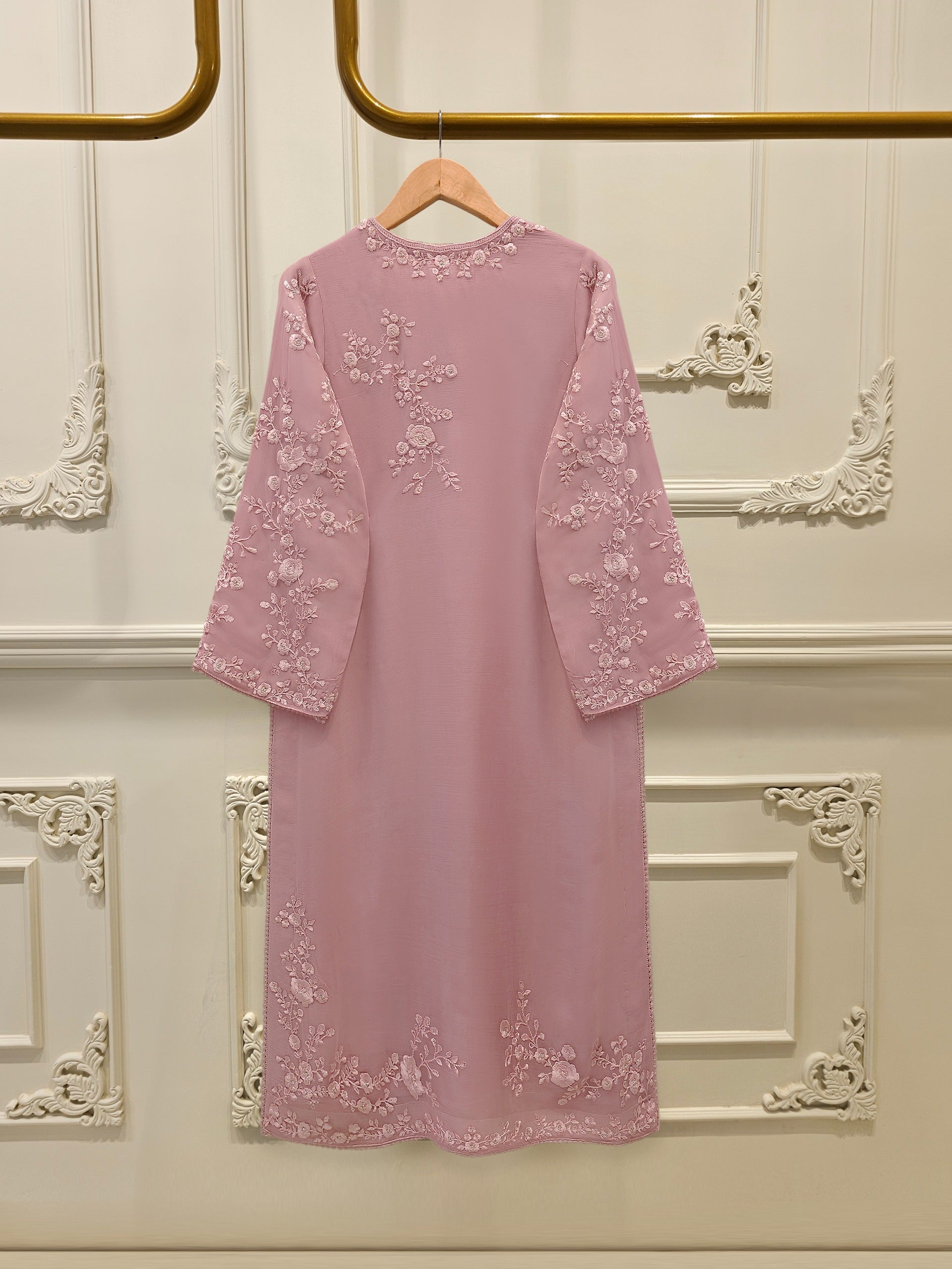 3 Piece - Pure  Chiffon Embroidered Suit S112560 - Image 5