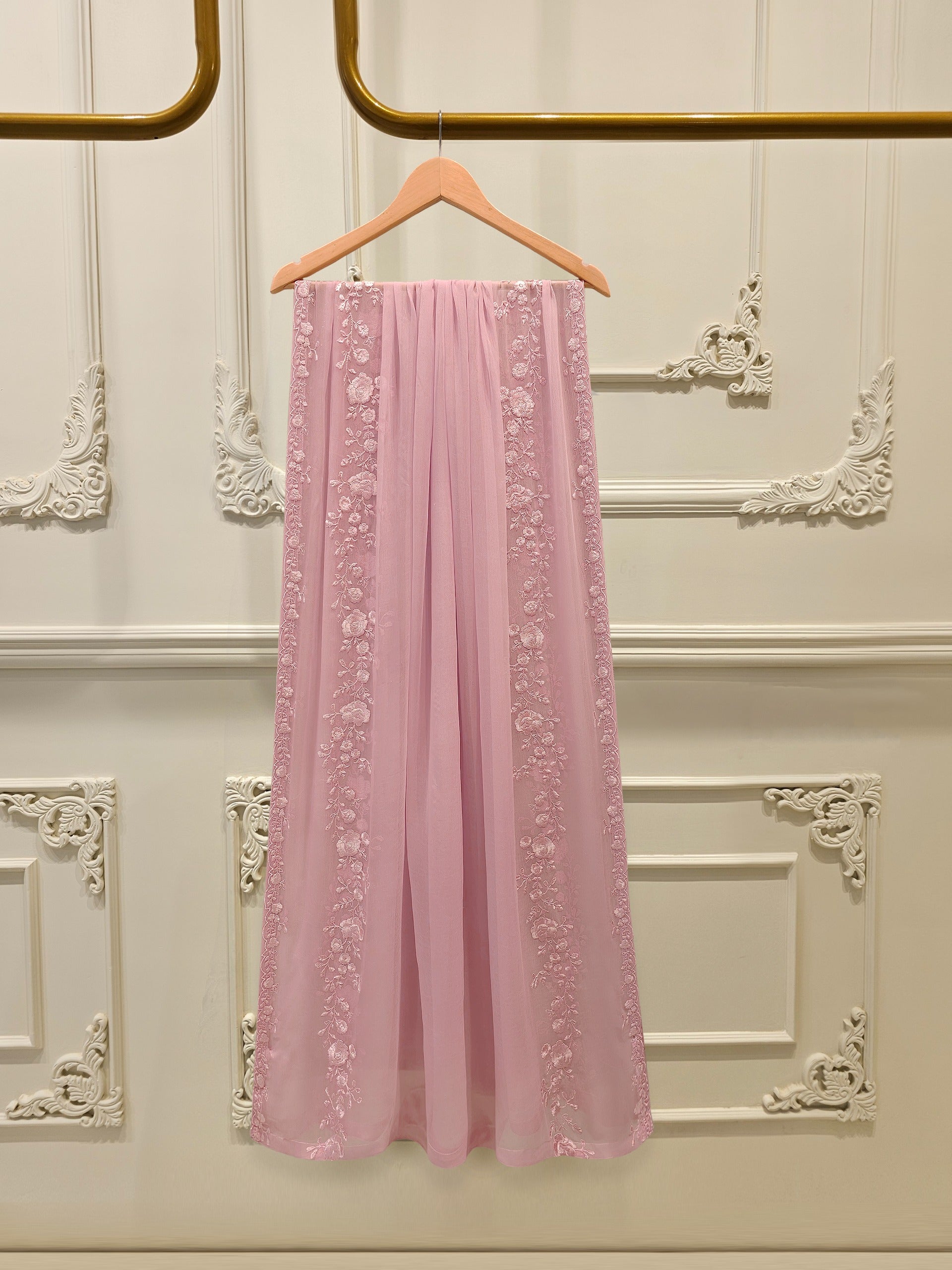 3 Piece - Pure  Chiffon Embroidered Suit S112560 - Image 7