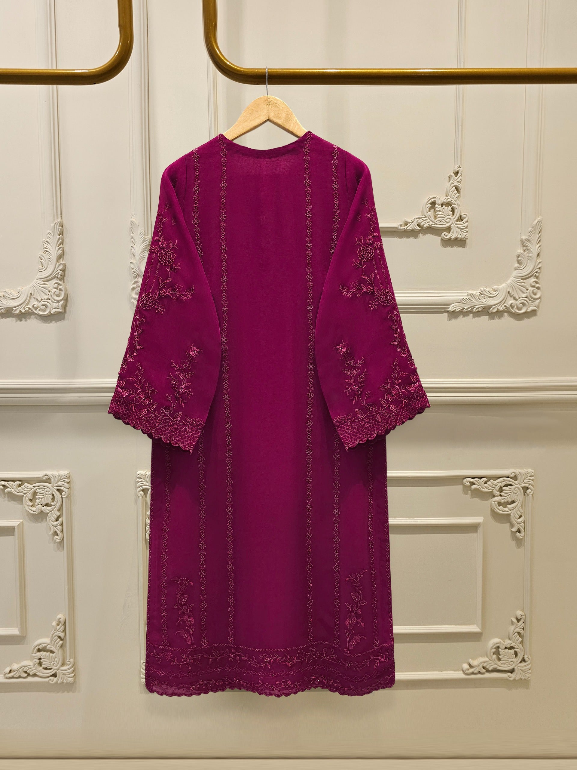 3 Piece - Pure Chiffon Embroidered Suit S112567 - Image 5