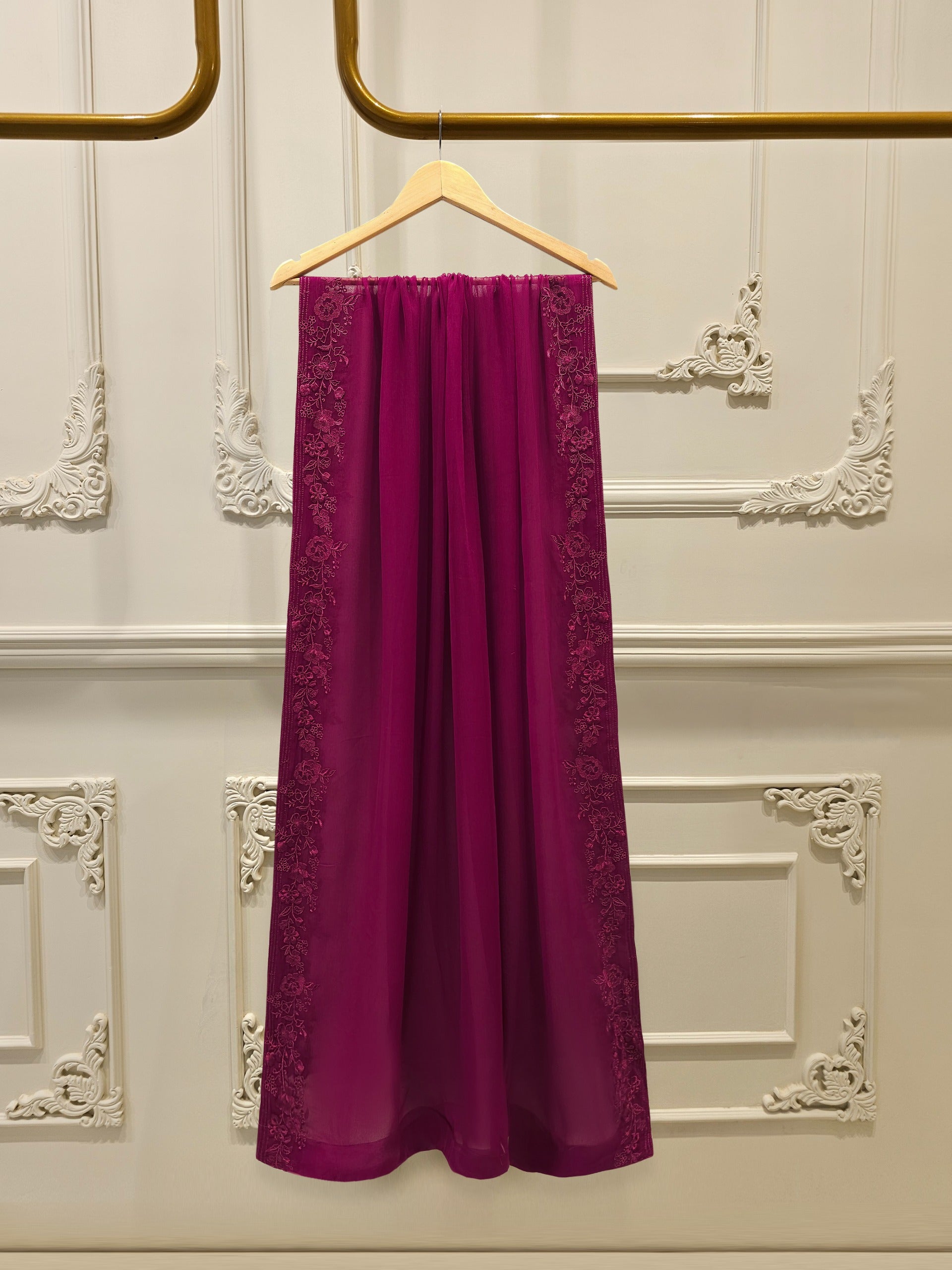 3 Piece - Pure Chiffon Embroidered Suit S112567 - Image 7