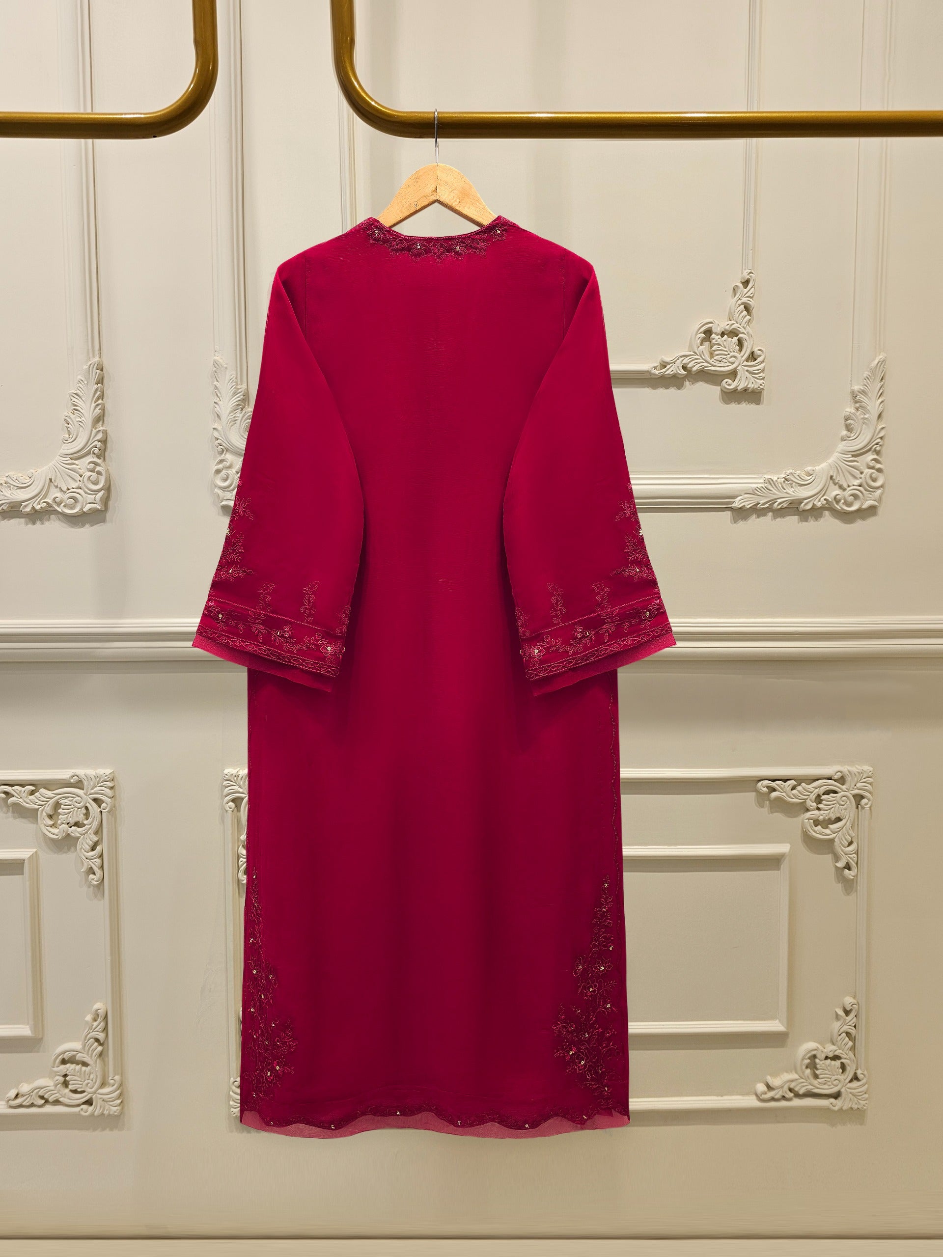 3 Piece - Pure Chiffon Embroidered Suit S112679 - Image 5