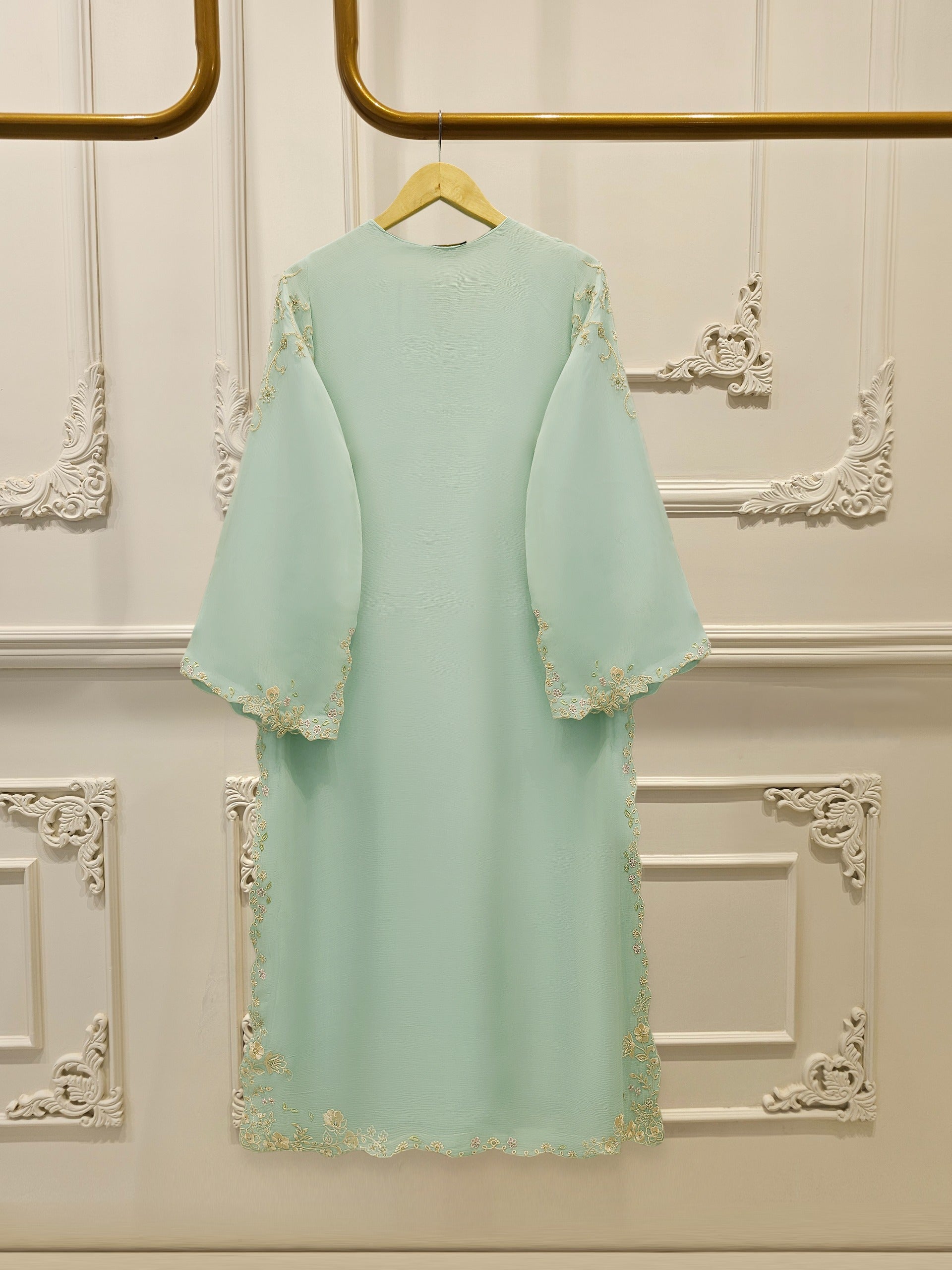 3 Piece - Pure  Chiffon Embroidered Suit S112689 - Image 5