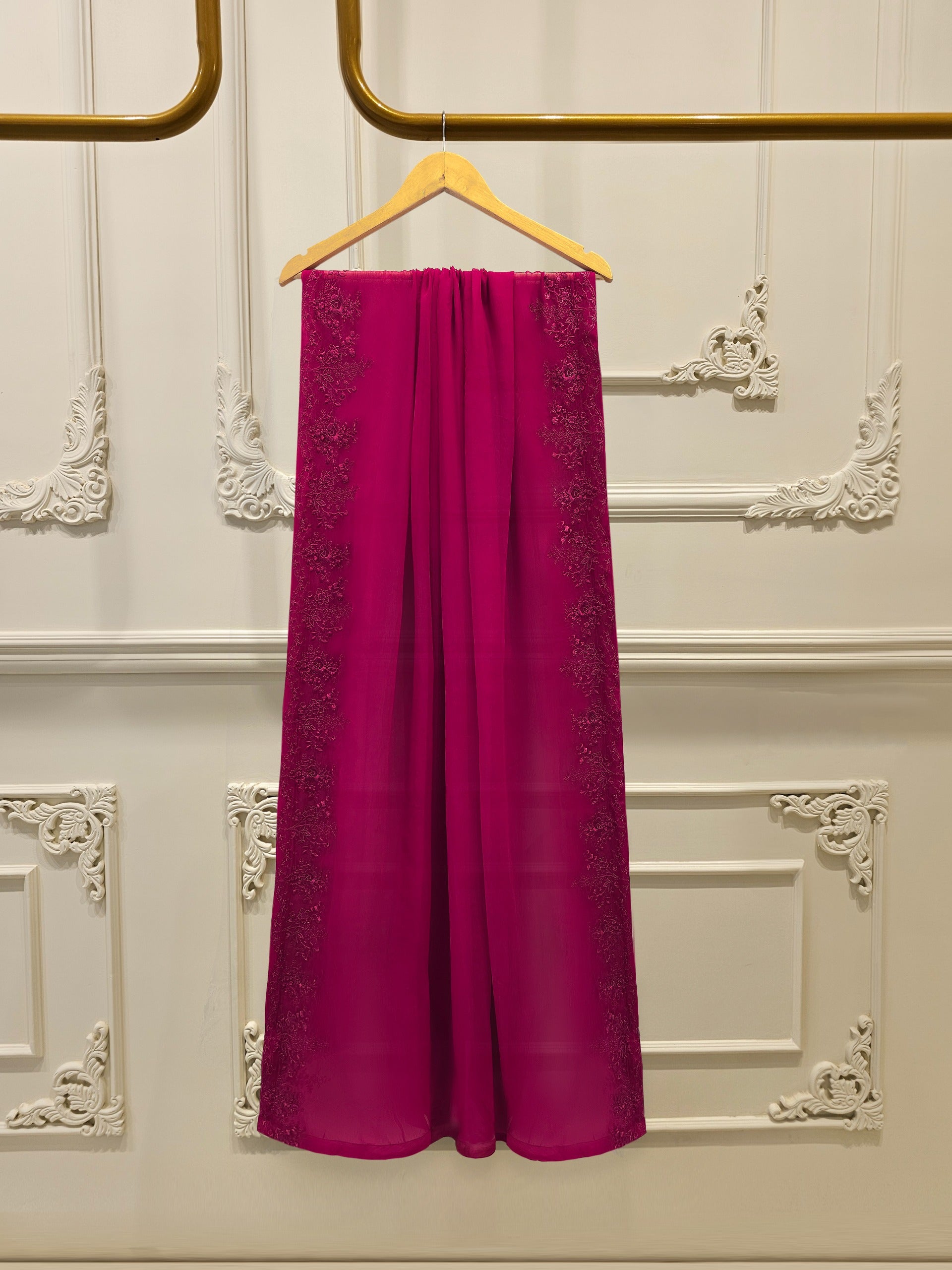 3 Piece - Pure Chiffon Embroidered Suit S112787 - Image 8