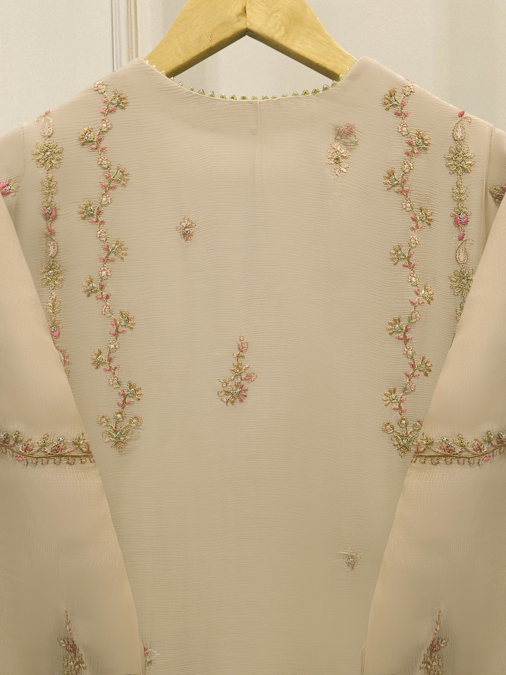 3 Piece - Pure Chiffon Embroidered Suit S112940 - Image 6
