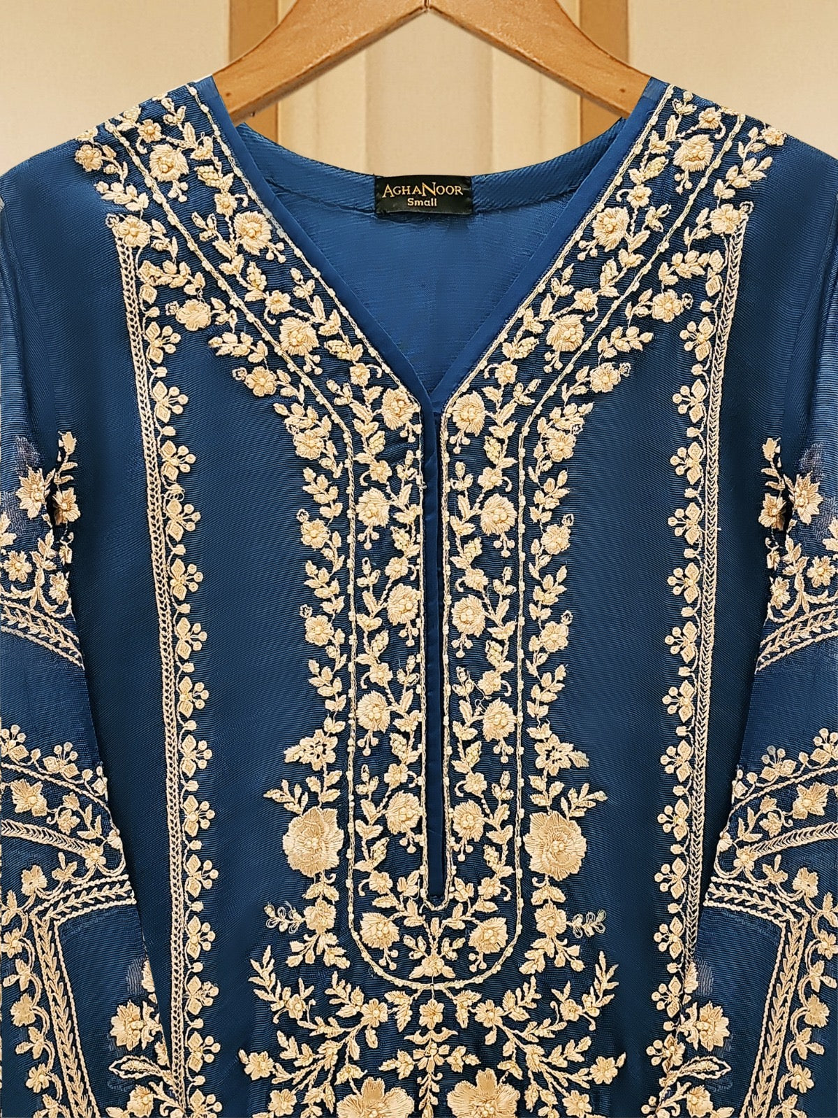 3 Piece - Pure Cotton Net Embroidered Suit S109386 - Image 5