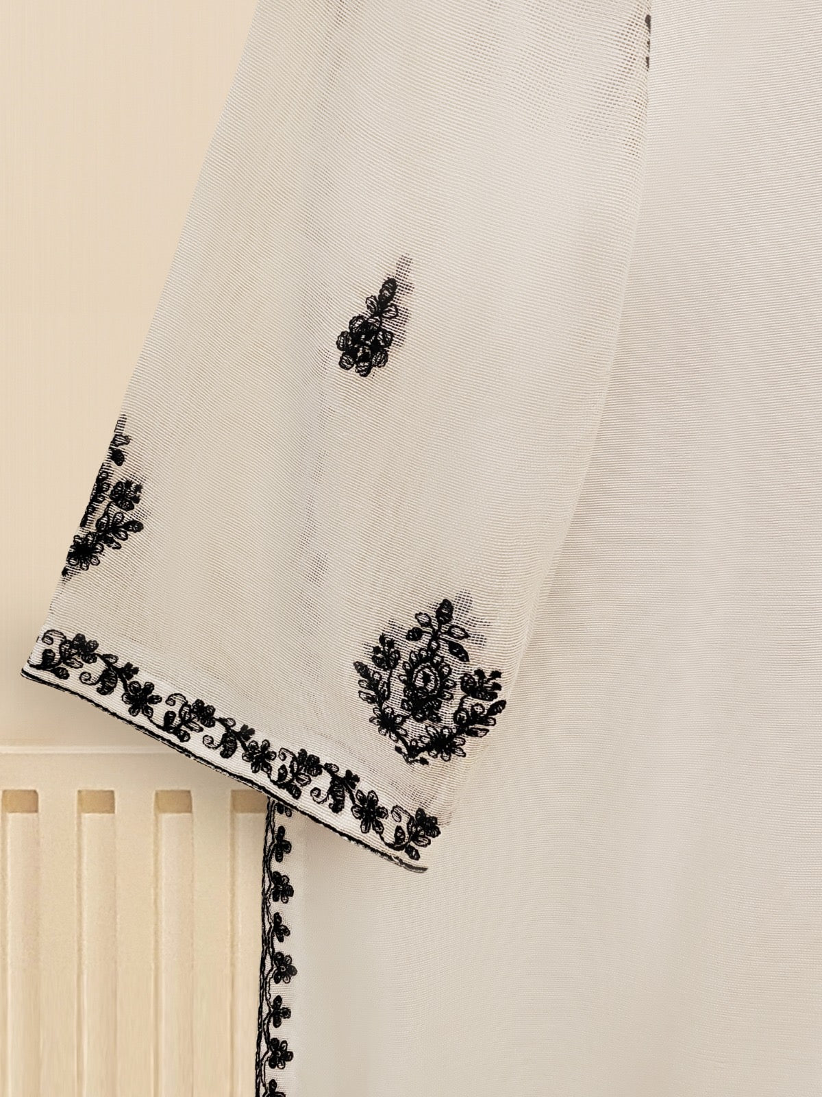 3 Piece - Pure Cotton Net Embroidered Suit S109387 - Image 3