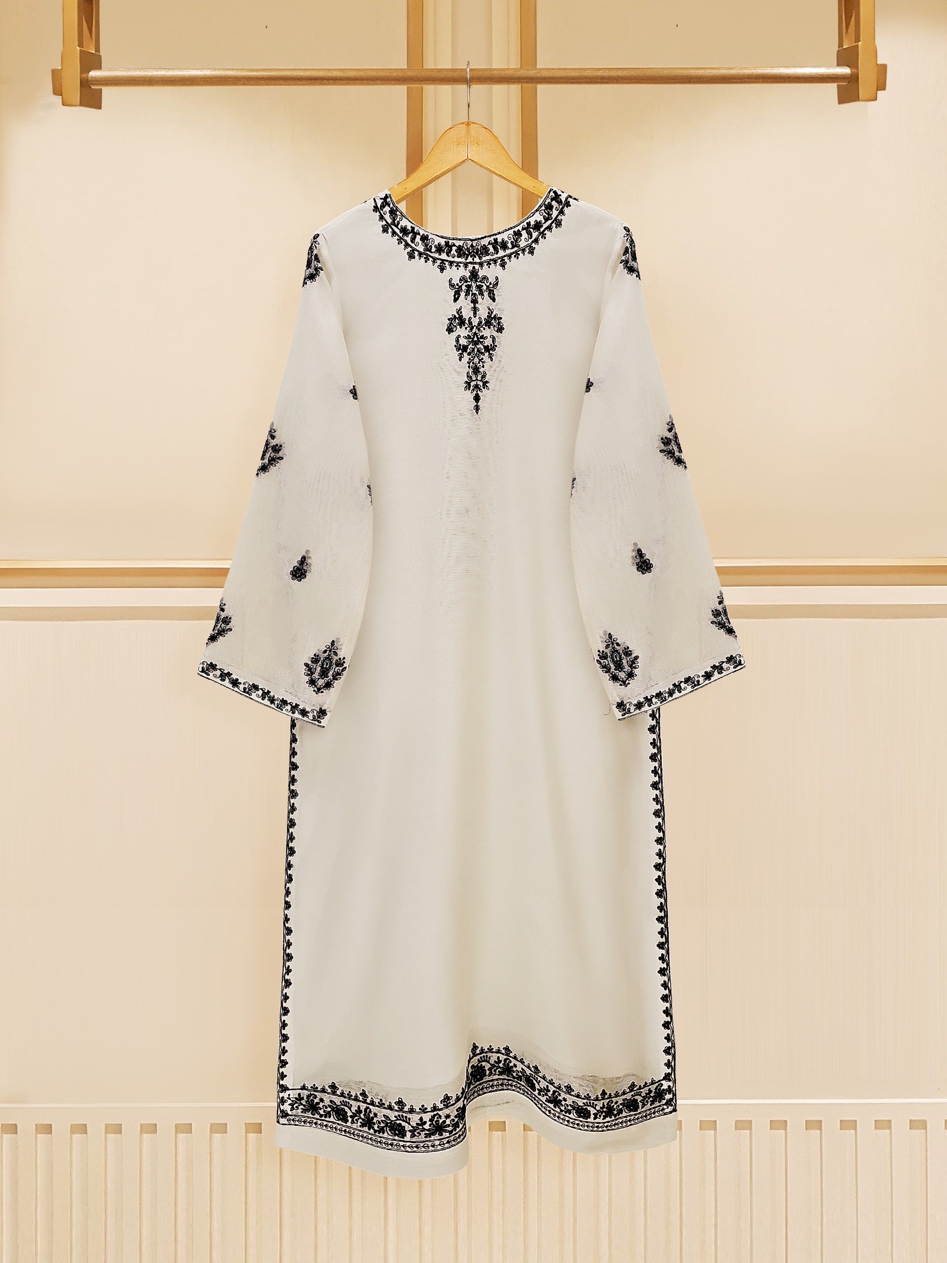3 Piece - Pure Cotton Net Embroidered Suit S109387 - Image 6