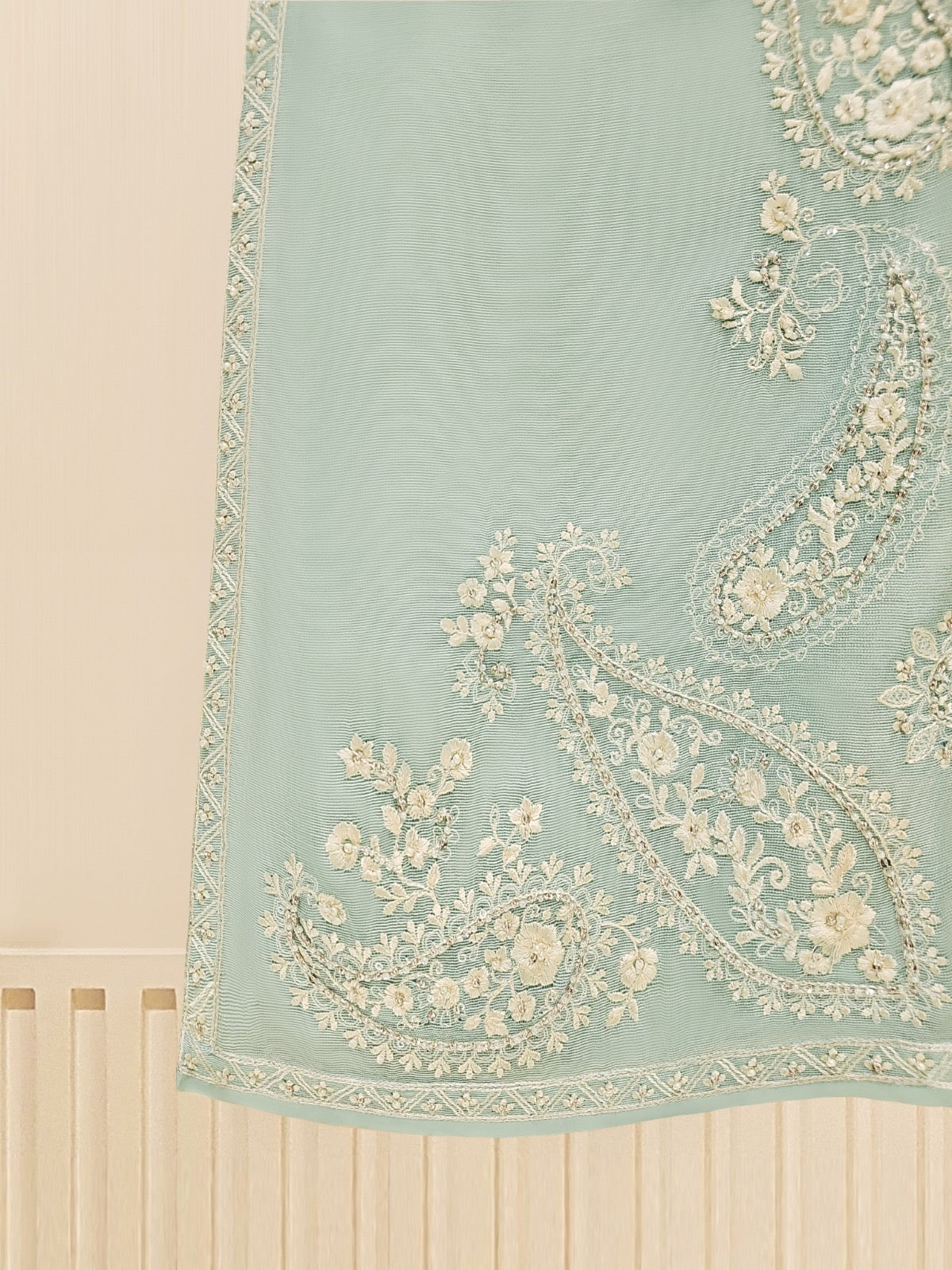 3 Piece - Pure Cotton Net Embroidered Suit S109445 - Image 4