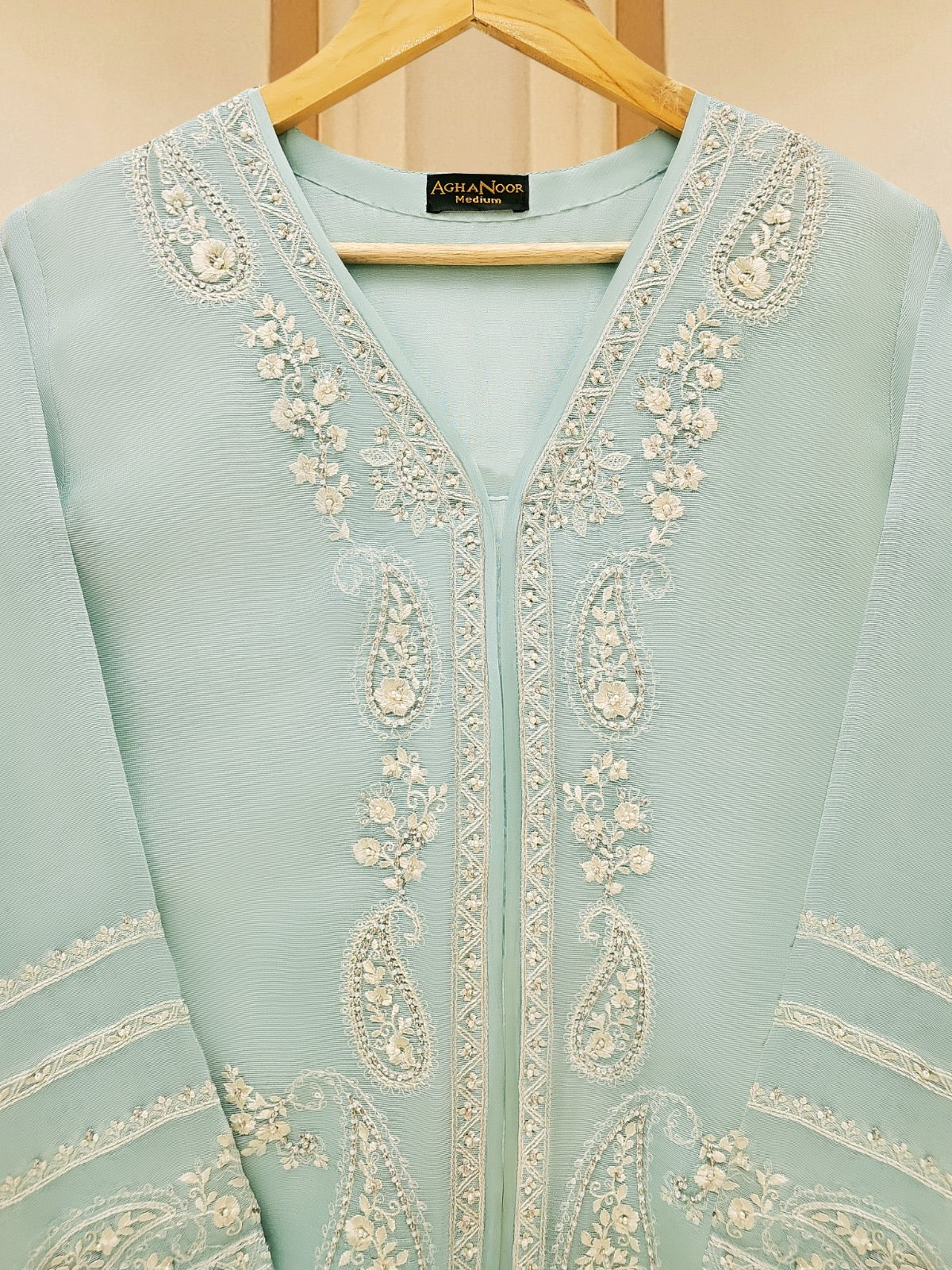 3 Piece - Pure Cotton Net Embroidered Suit S109445 - Image 5