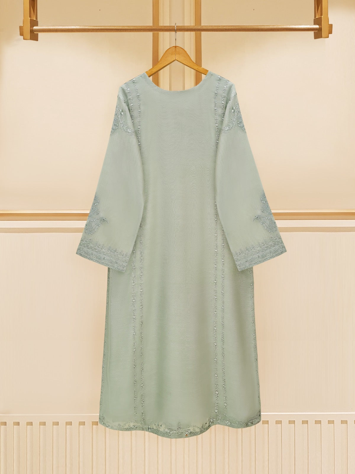 3 Piece - Pure Cotton Net Embroidered Suit S109501 - Image 3
