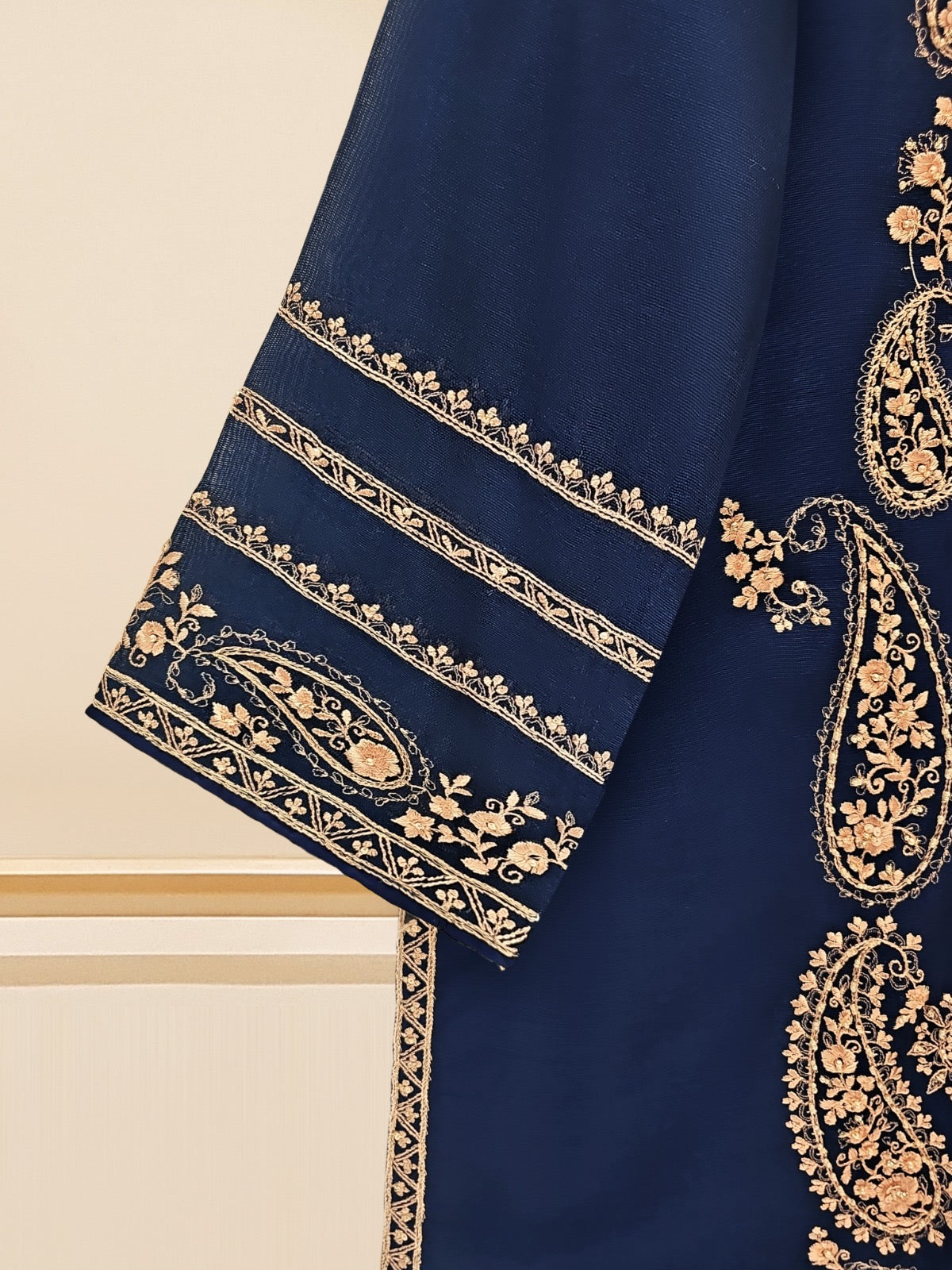 3 Piece - Pure Cotton Net Embroidered Suit S109522 - Image 3