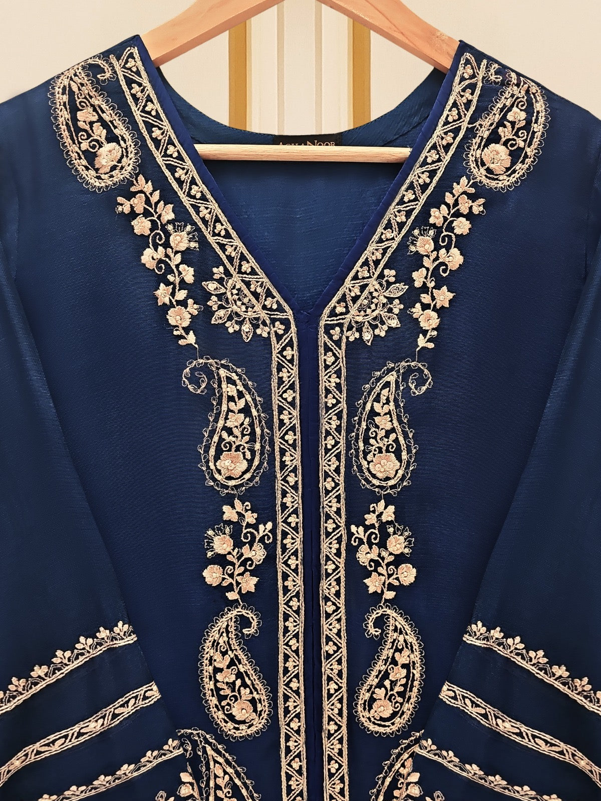 3 Piece - Pure Cotton Net Embroidered Suit S109522 - Image 5
