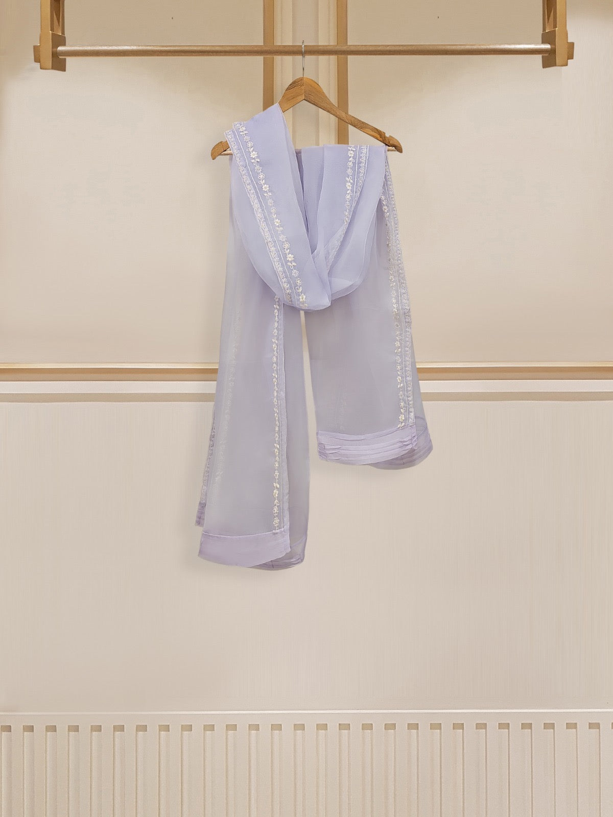 3 Piece - Pure Cotton Net Embroidered Suit S109535 - Image 8