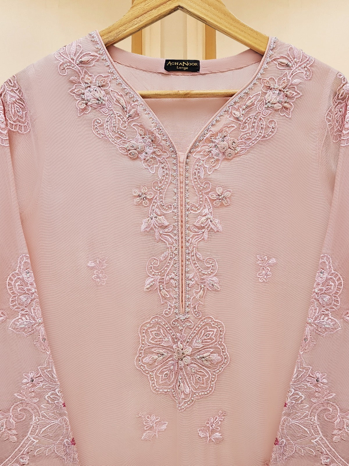 3 Piece - Pure Cotton Net Embroidered Suit S109563 - Image 5