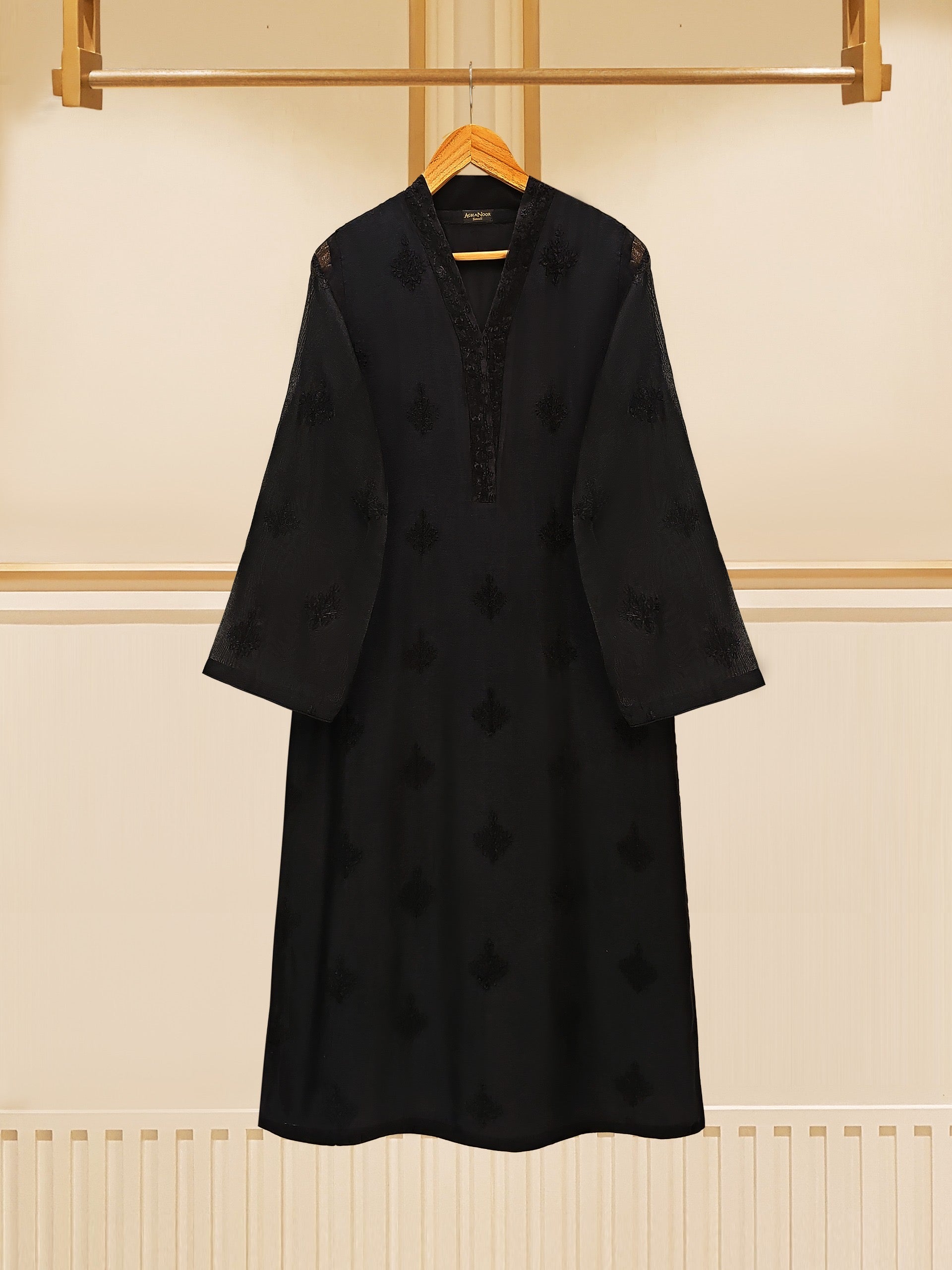 3 Piece - Pure Cotton Net Embroidered Suit S109570 - Image 2