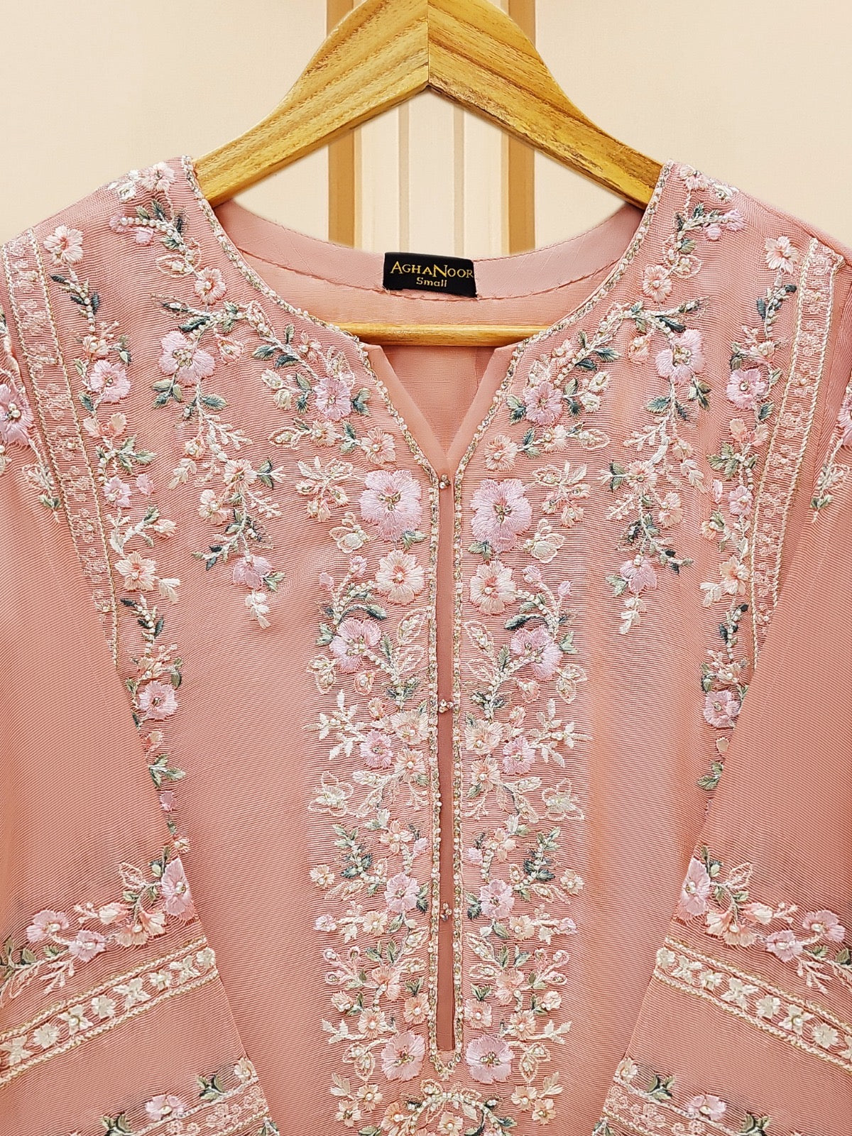 3 Piece - Pure Cotton Net Embroidered Suit S109574 - Image 5