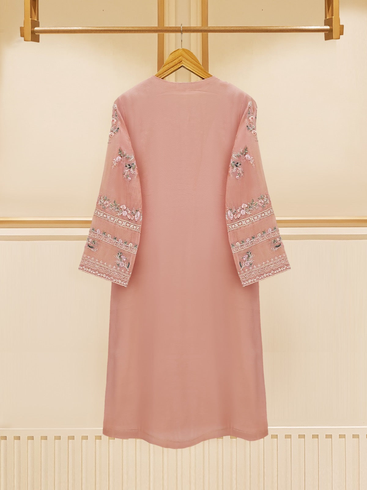3 Piece - Pure Cotton Net Embroidered Suit S109574 - Image 6