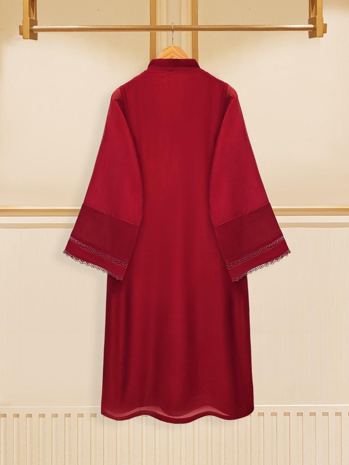 3 Piece - Pure Cotton Net Embroidered Suit S109608 - Image 6