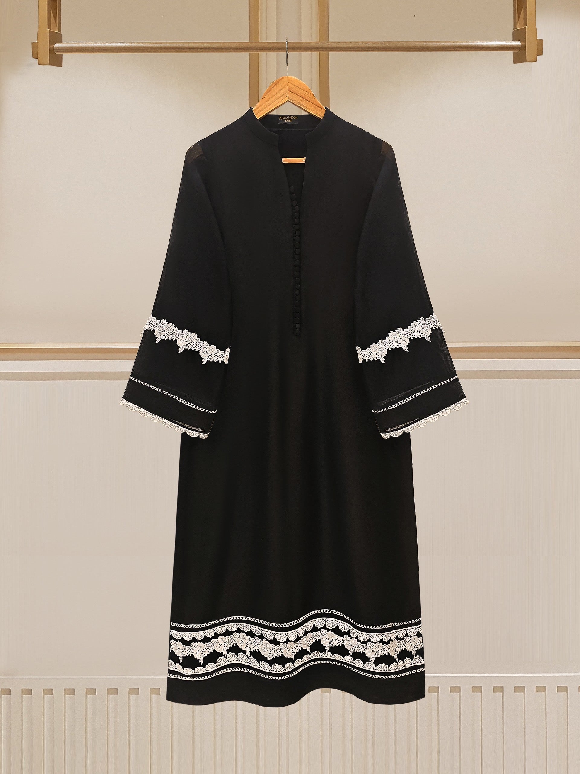 3 Piece - Pure Cotton Net Embroidered Suit S109615 - Image 2