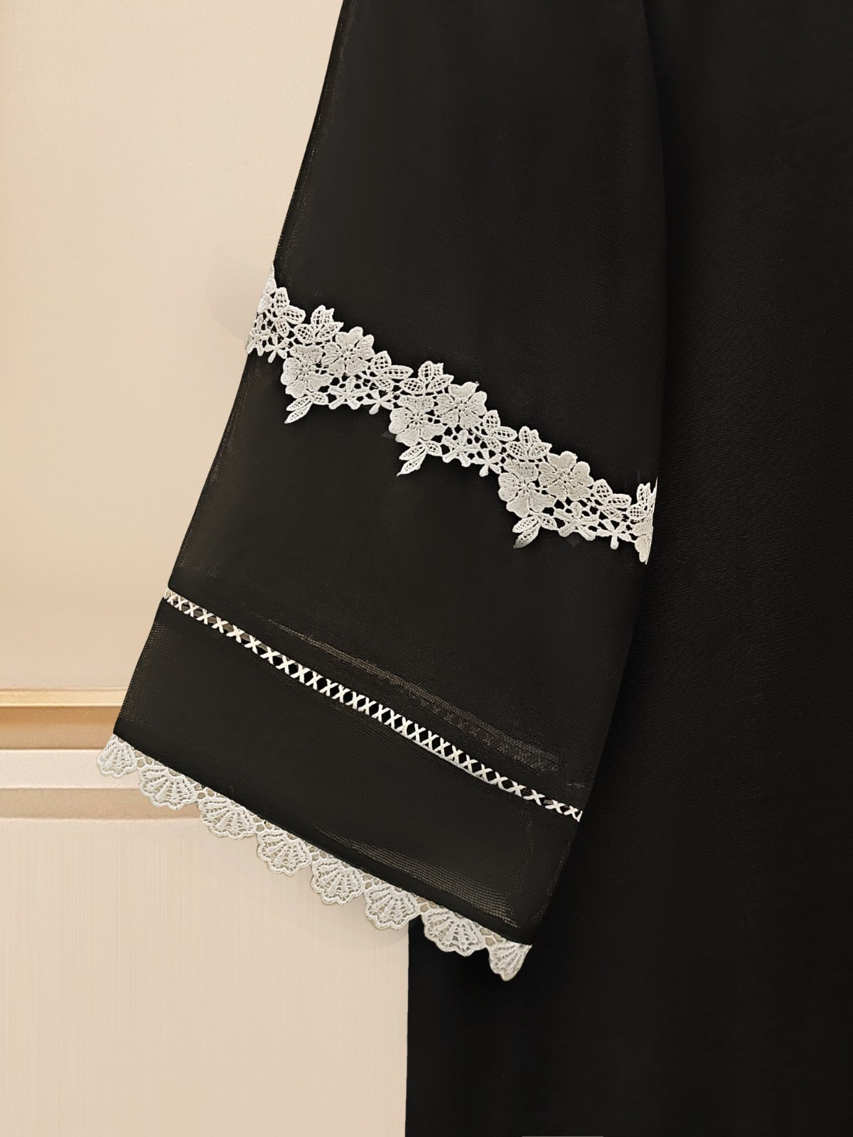 3 Piece - Pure Cotton Net Embroidered Suit S109615 - Image 3