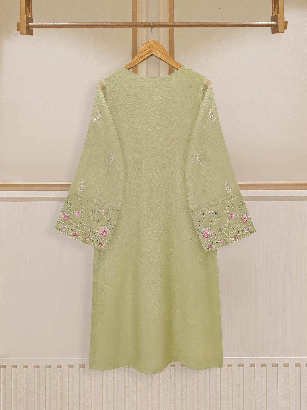 3 Piece - Pure Cotton Net Embroidered Suit S109619 - Image 3