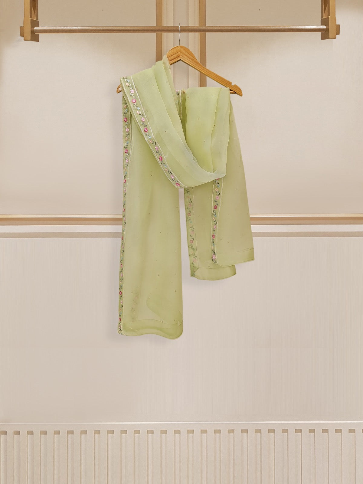 3 Piece - Pure Cotton Net Embroidered Suit S109619 - Image 7