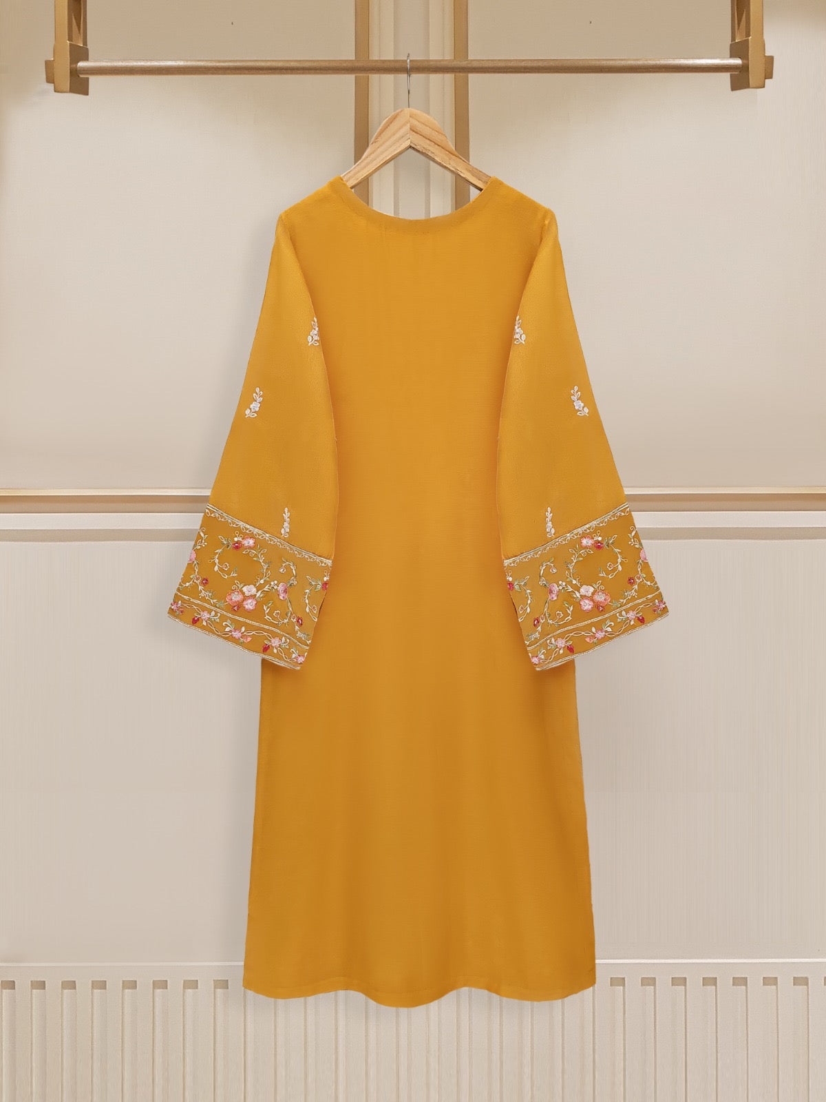 3 Piece - Pure Cotton Net Embroidered Suit S109623 - Image 3