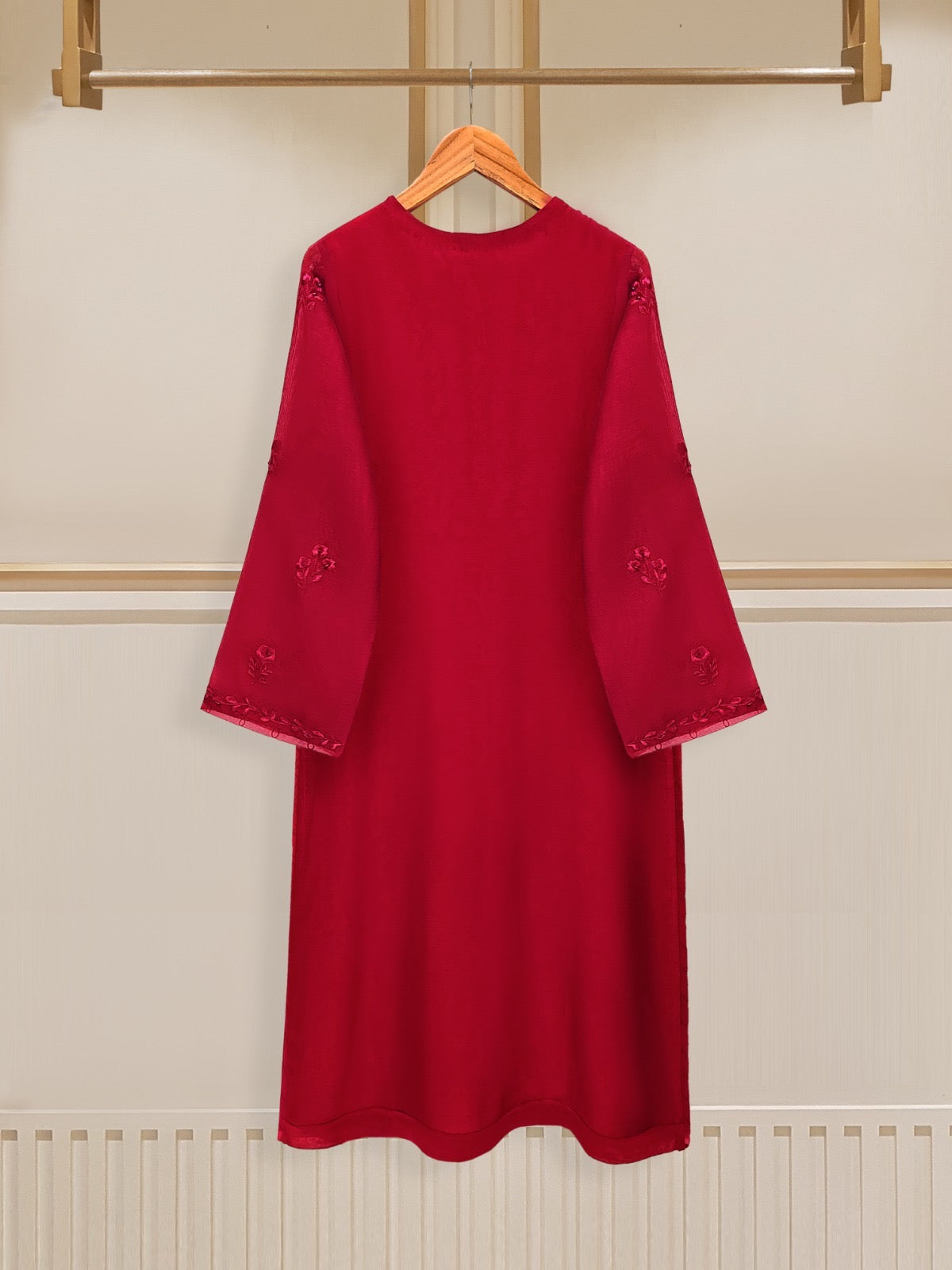 3 Piece - Pure Cotton Net Embroidered Suit S109624 - Image 5