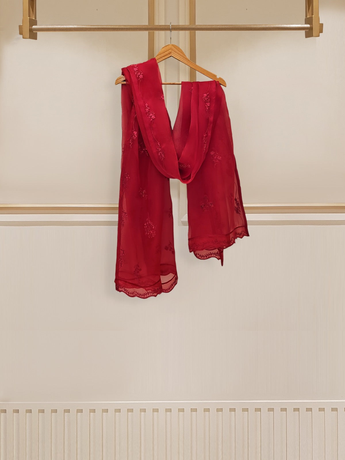 3 Piece - Pure Cotton Net Embroidered Suit S109624 - Image 7