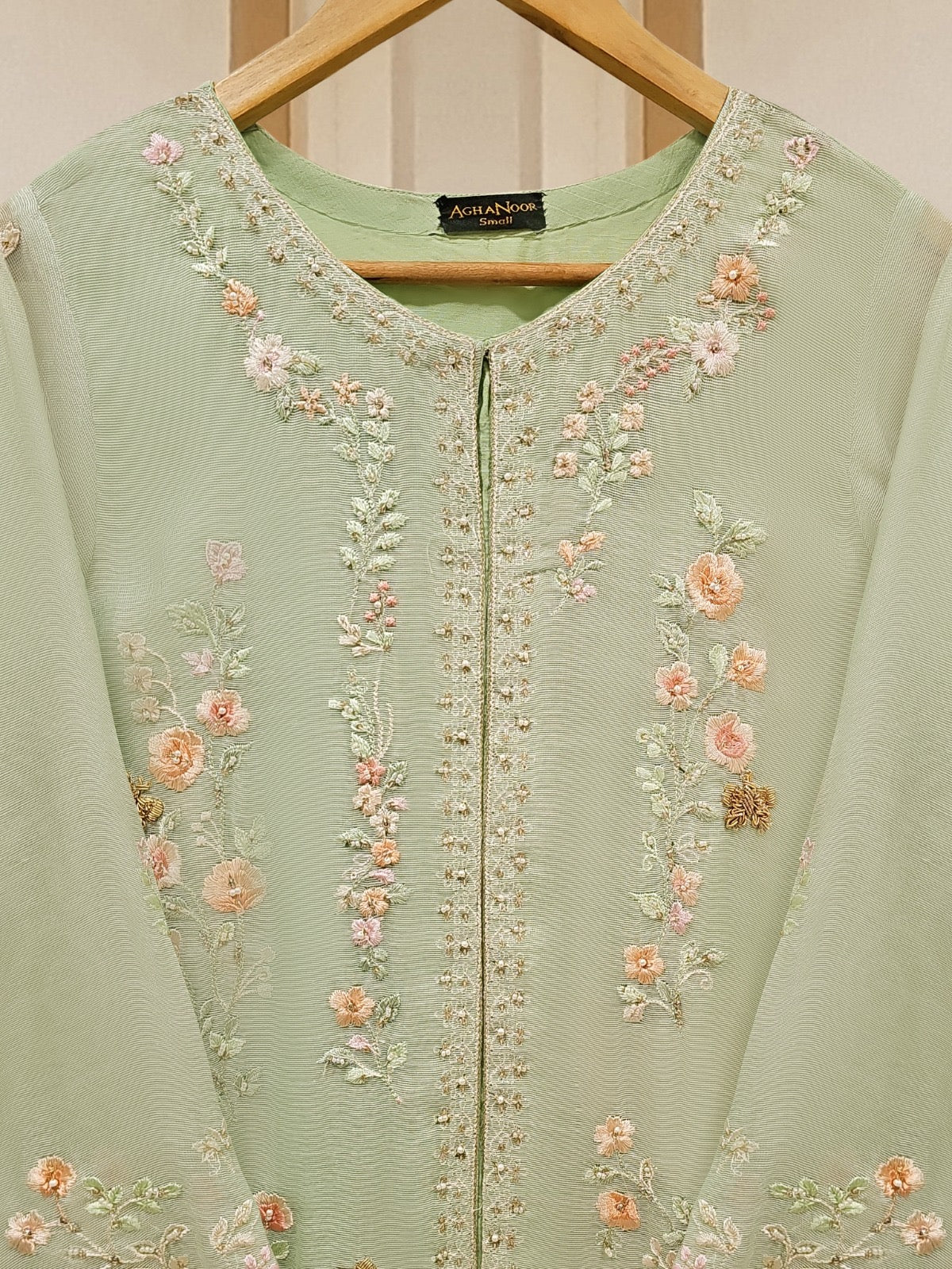 3 Piece - Pure Cotton Net Embroidered Suit S109635 - Image 4