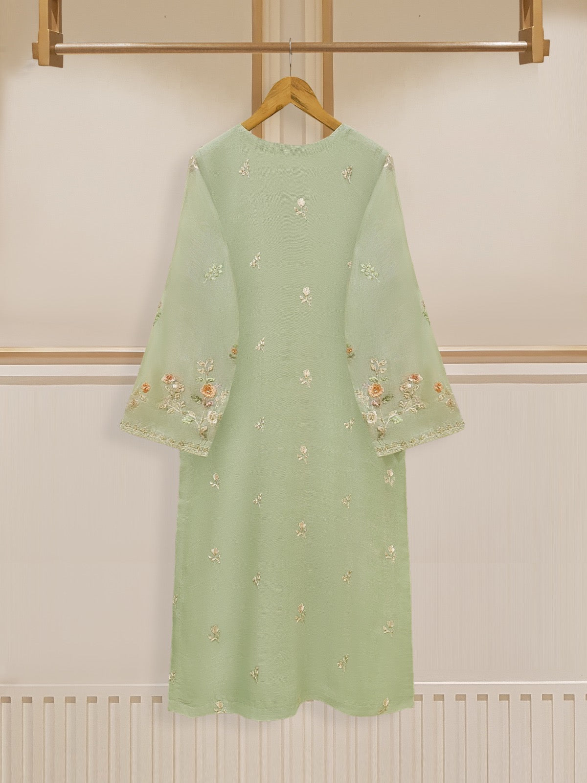3 Piece - Pure Cotton Net Embroidered Suit S109635 - Image 5