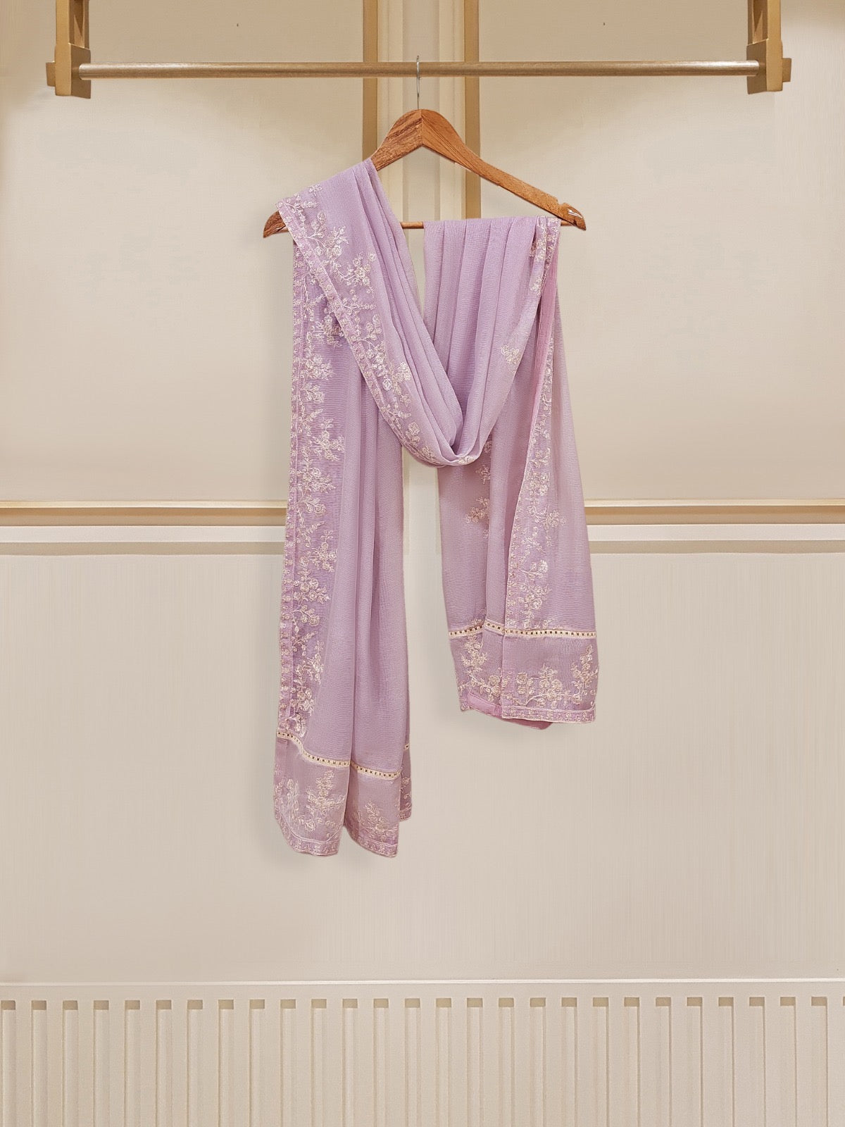 3 Piece - Pure Cotton Net Embroidered Suit S109681 - Image 7