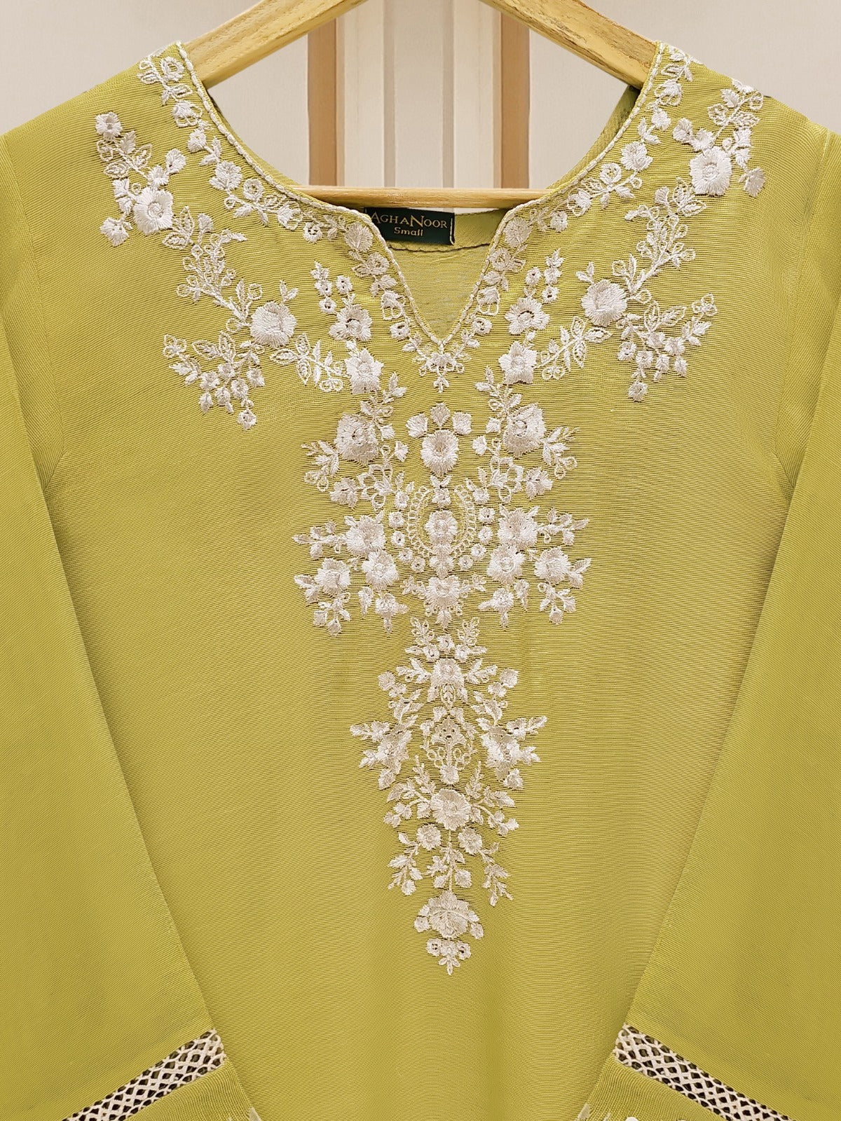 3 Piece - Pure Cotton Net Embroidered Suit S109715 - Image 5