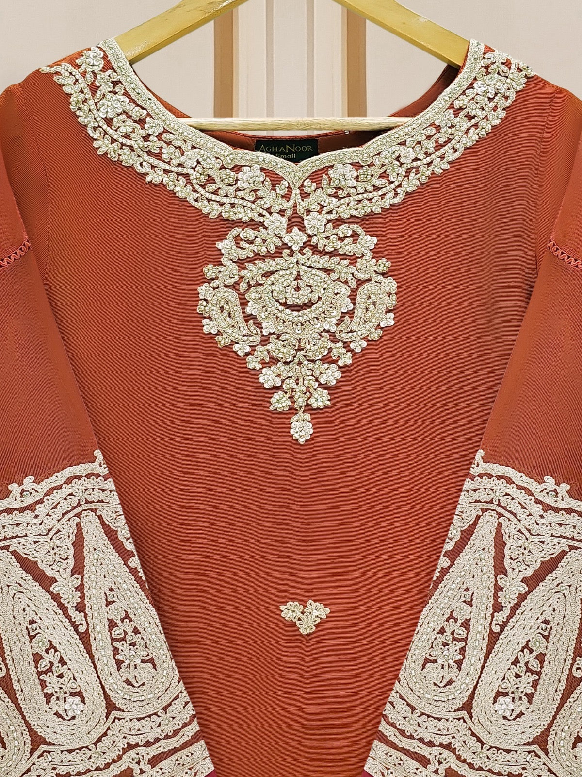 3 Piece - Pure Cotton Net Embroidered Suit S109746 - Image 4