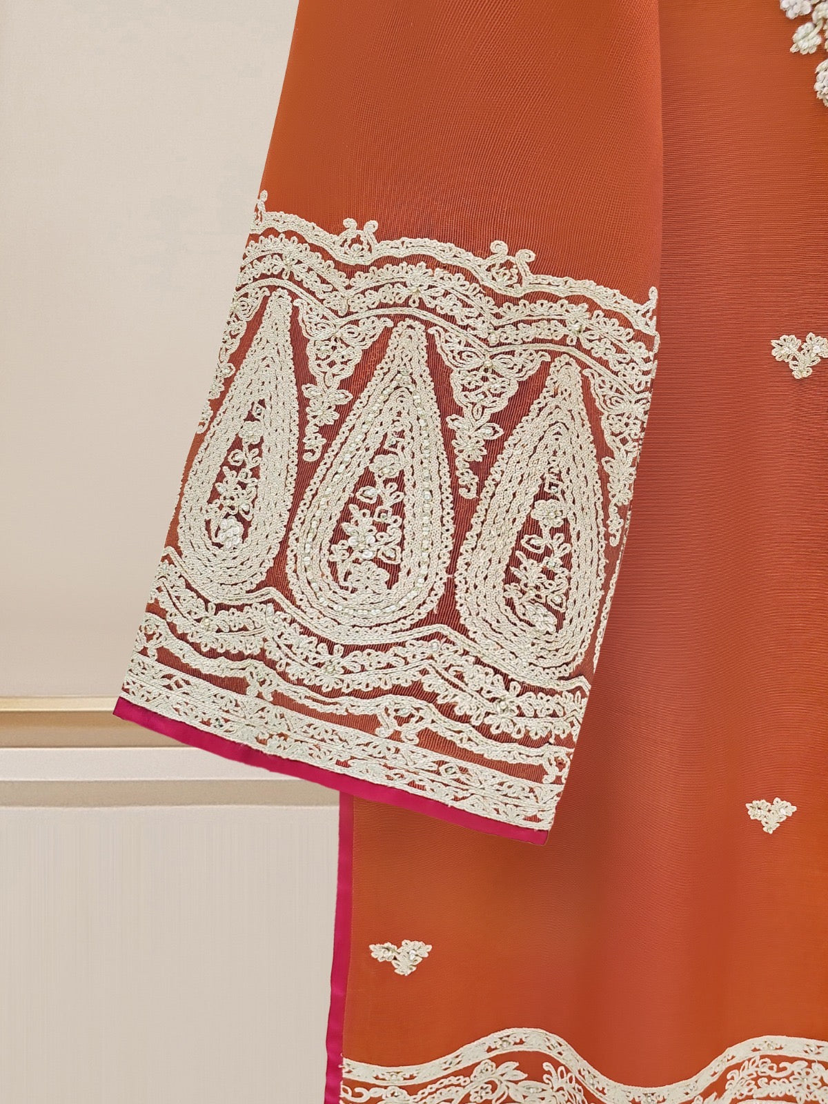 3 Piece - Pure Cotton Net Embroidered Suit S109746 - Image 5