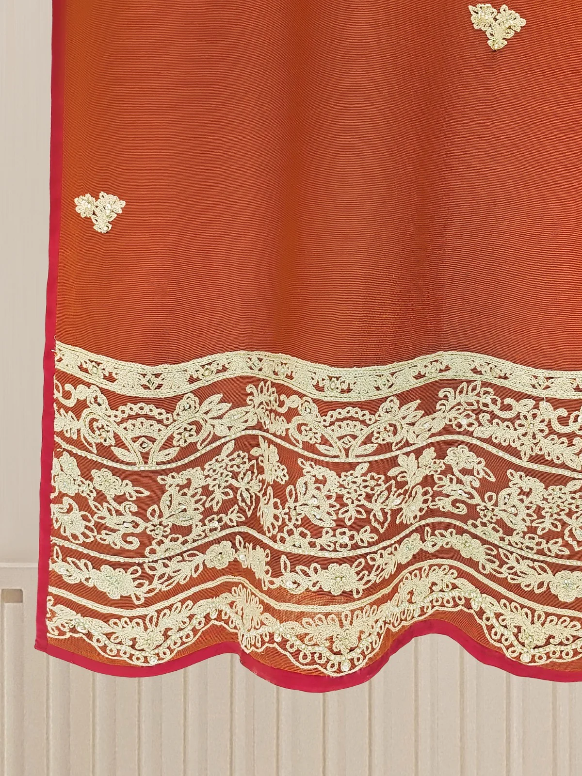 3 Piece - Pure Cotton Net Embroidered Suit S109746 - Image 6