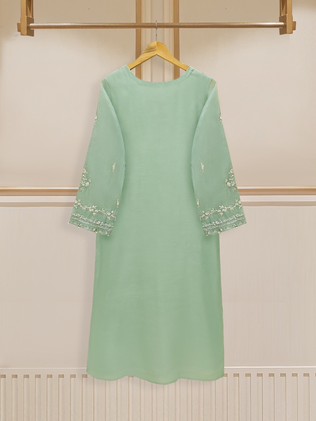 3 Piece - Pure Cotton Net Embroidered Suit S109761 - Image 5