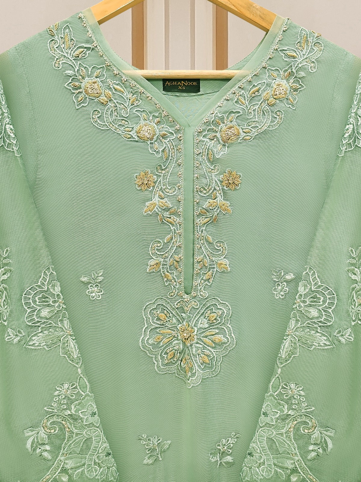 3 Piece - Pure Cotton Net Embroidered Suit S109783 - Image 5