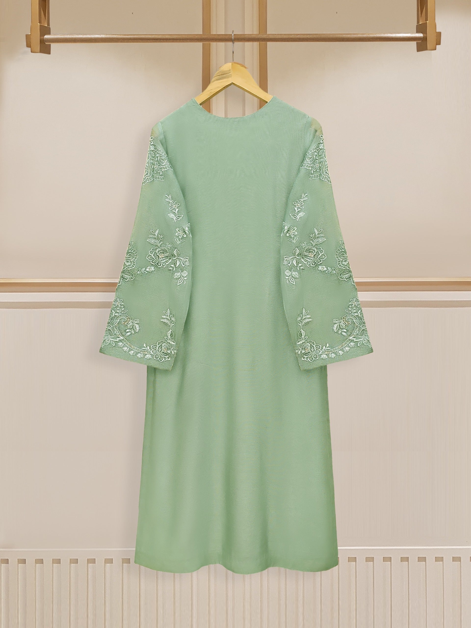 3 Piece - Pure Cotton Net Embroidered Suit S109783 - Image 6
