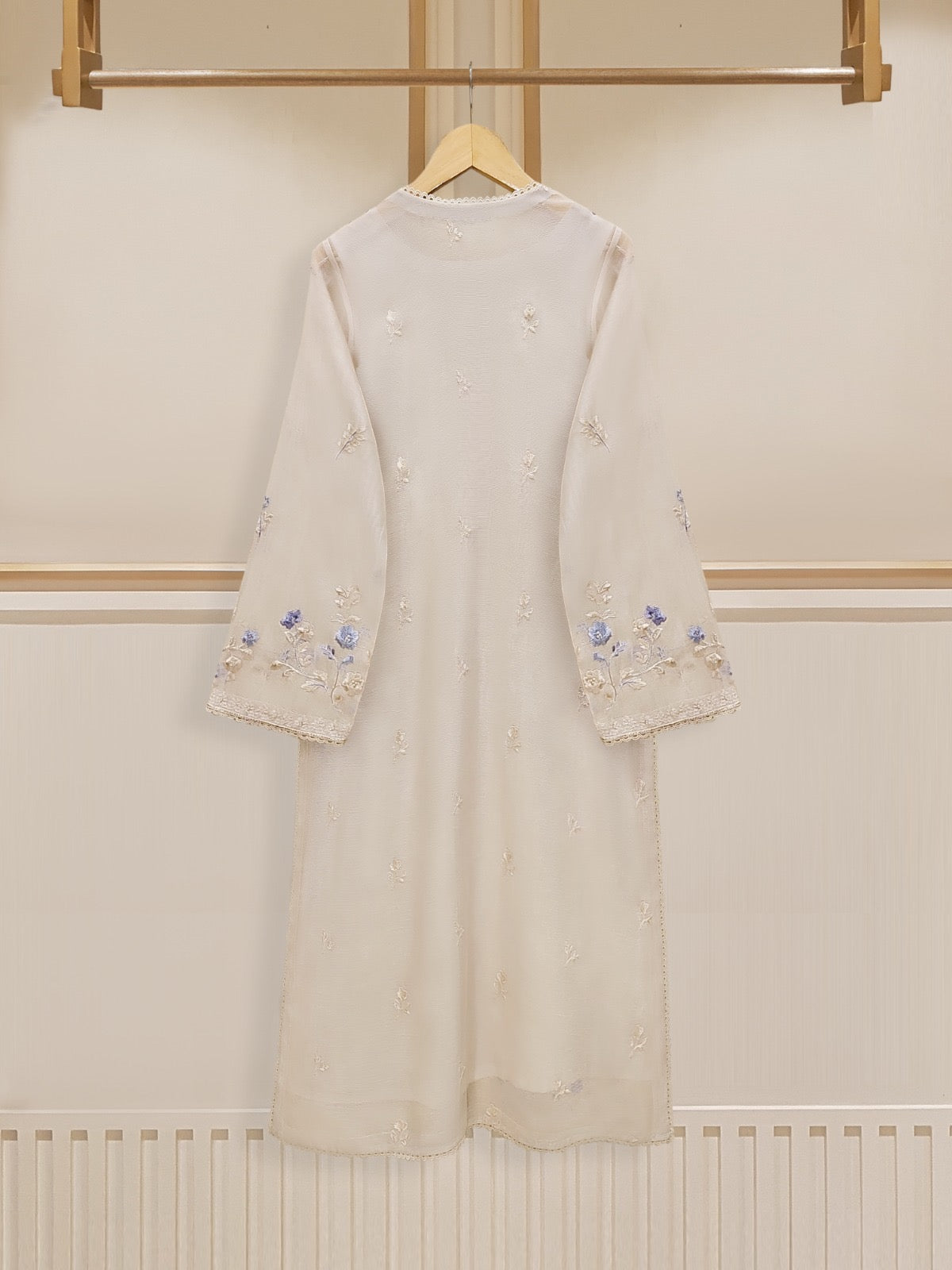 3 Piece - Pure Cotton Net Embroidered Suit S109841 - Image 4