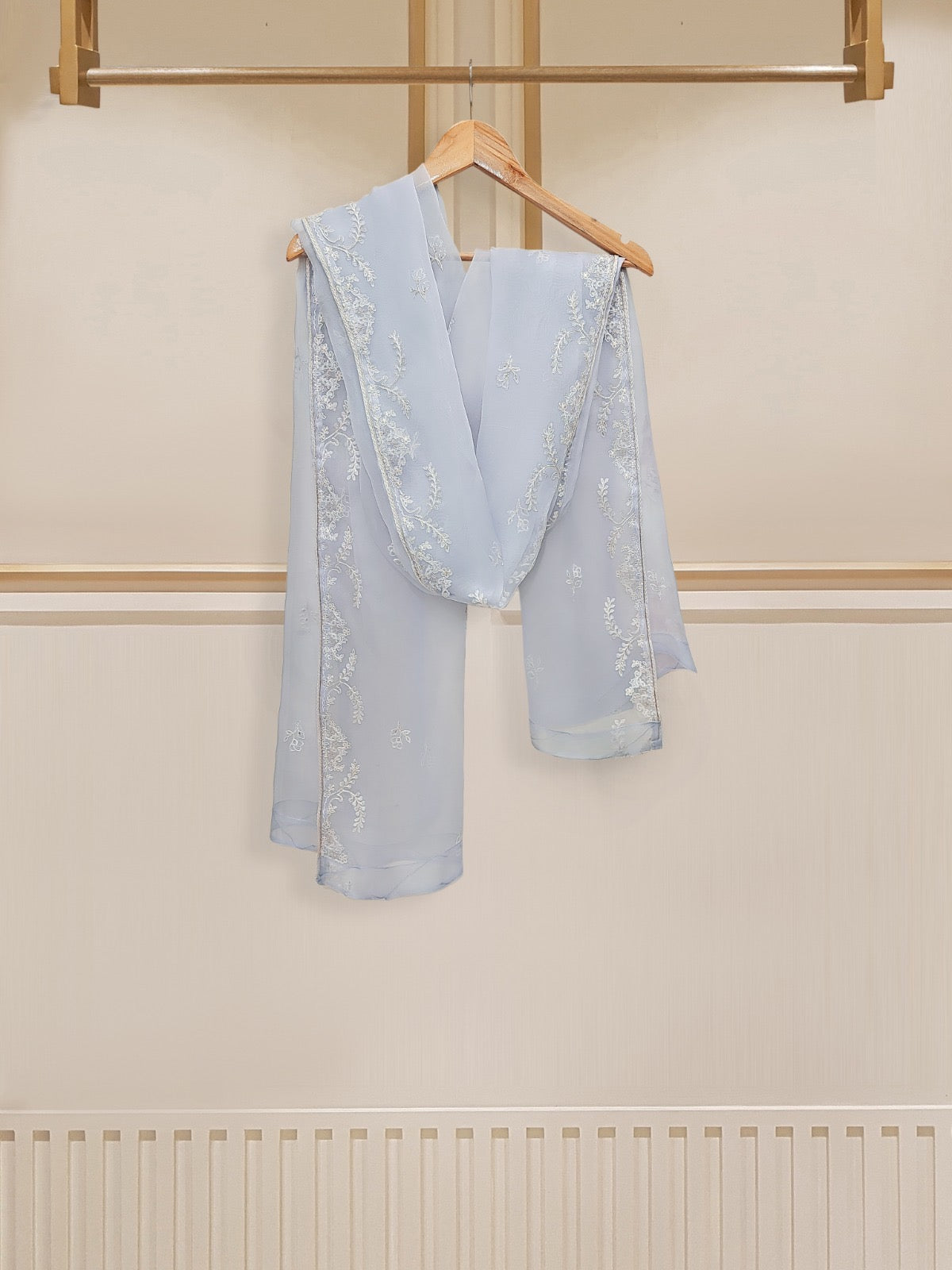 3 Piece - Pure Cotton Net Embroidered Suit S109841 - Image 7
