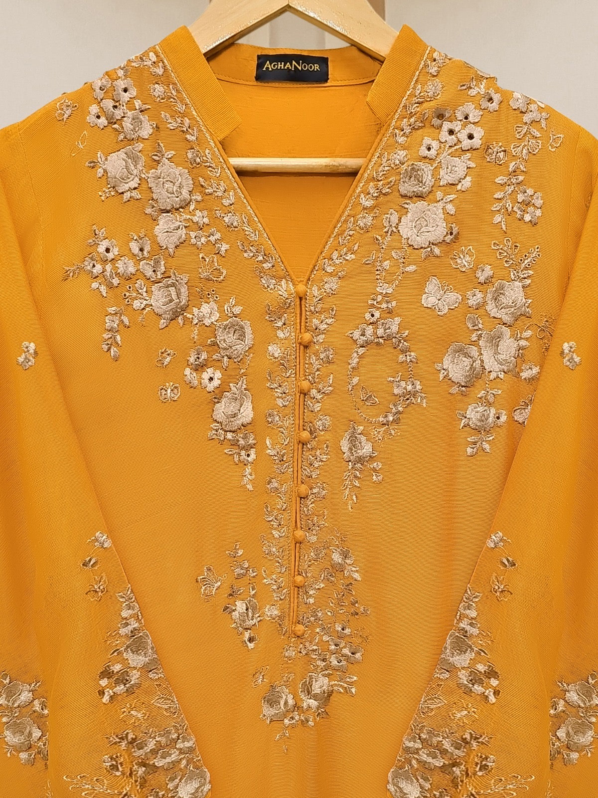 3 Piece - Pure Cotton Net Embroidered Suit S109935 - Image 11